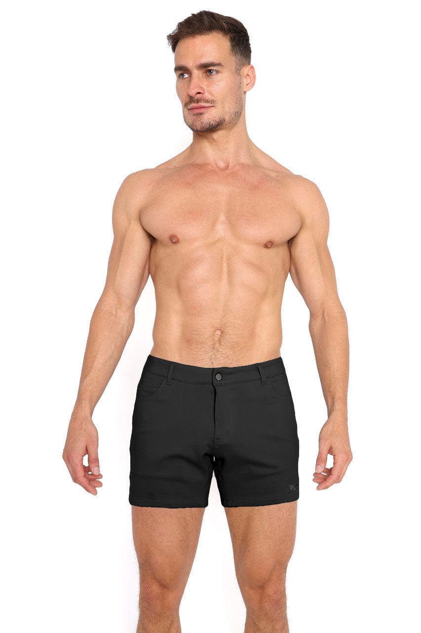 Logo Knit Stretch Shorts for Men - Black Comfortable Casual Short Pants | Perfect for Gym, Running, Lounge & Summer Outfits
