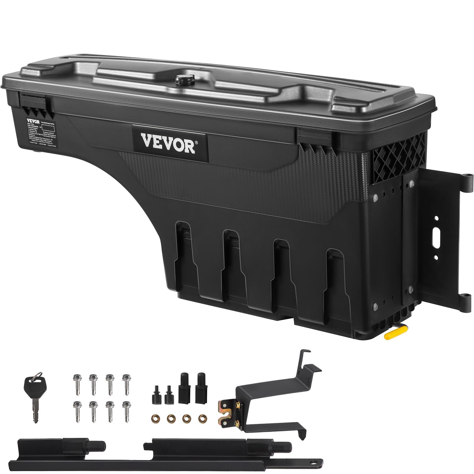 VEVOR Truck Bed Storage Box - Lockable Swing Case Tool Box for Chevrolet Silverado 1500 & GMC Sierra 1500 (2019-2020) | Passenger Side Waterproof ABS Wheel Well Organizer | Perfect for Camping Gear, Tools & Road Trip Essentials