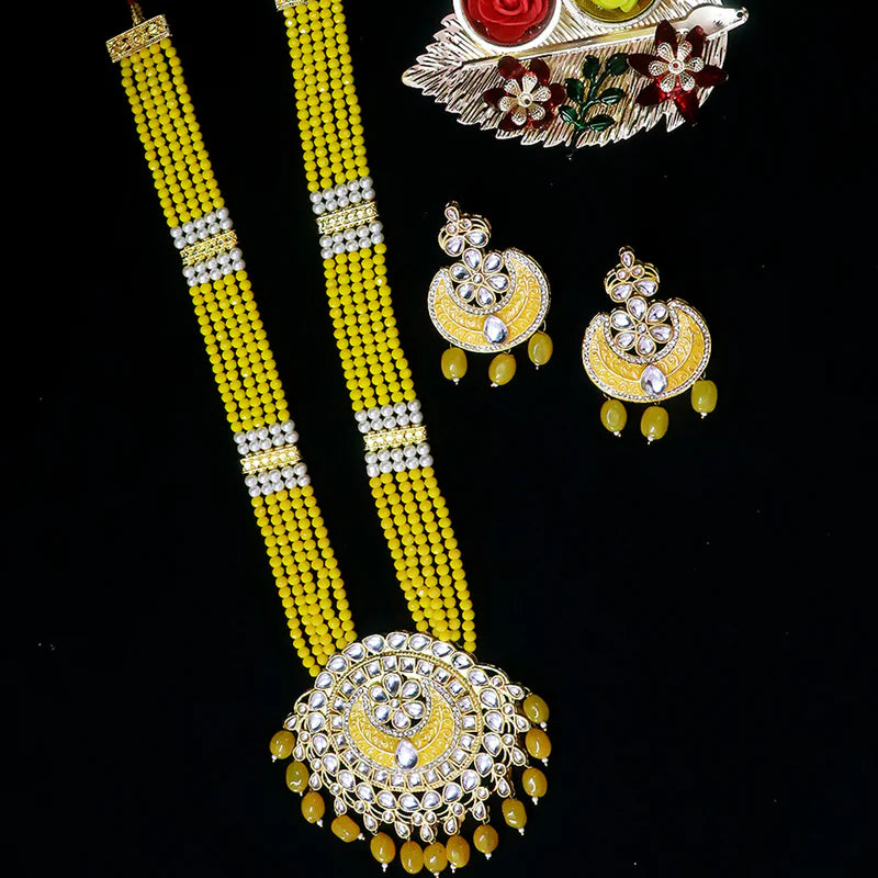 Luxury Gold Plated Royal Kundan Long Necklace for Women - Elegant Indian Bridal Jewelry for Weddings, Parties & Special Occasions
