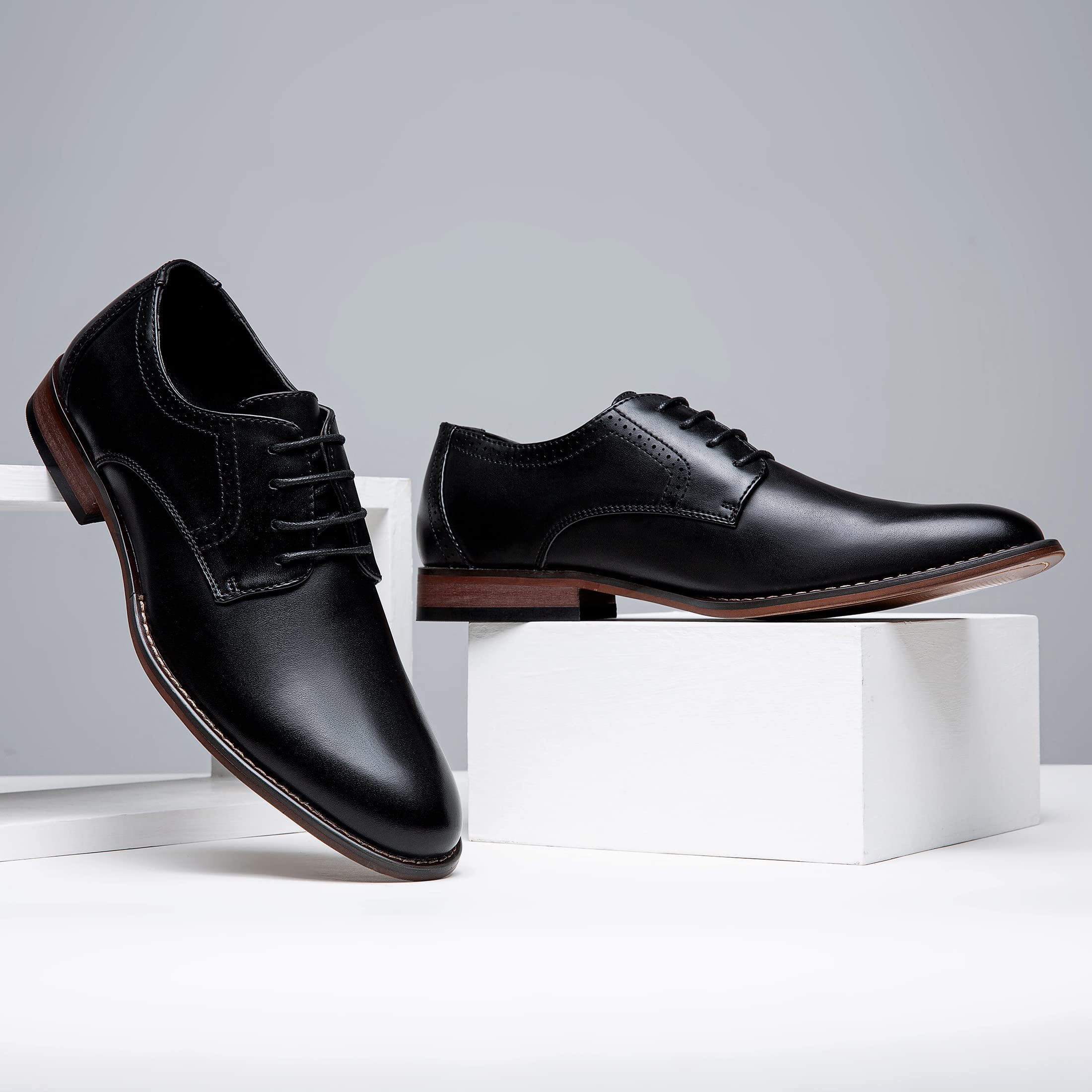 Vostey Men's Classic Wingtip Brogue Oxford Dress Shoes – Formal Business & Wedding Shoes for Men – Comfortable & Stylish Leather Shoes for Office, Party & Special Occasions