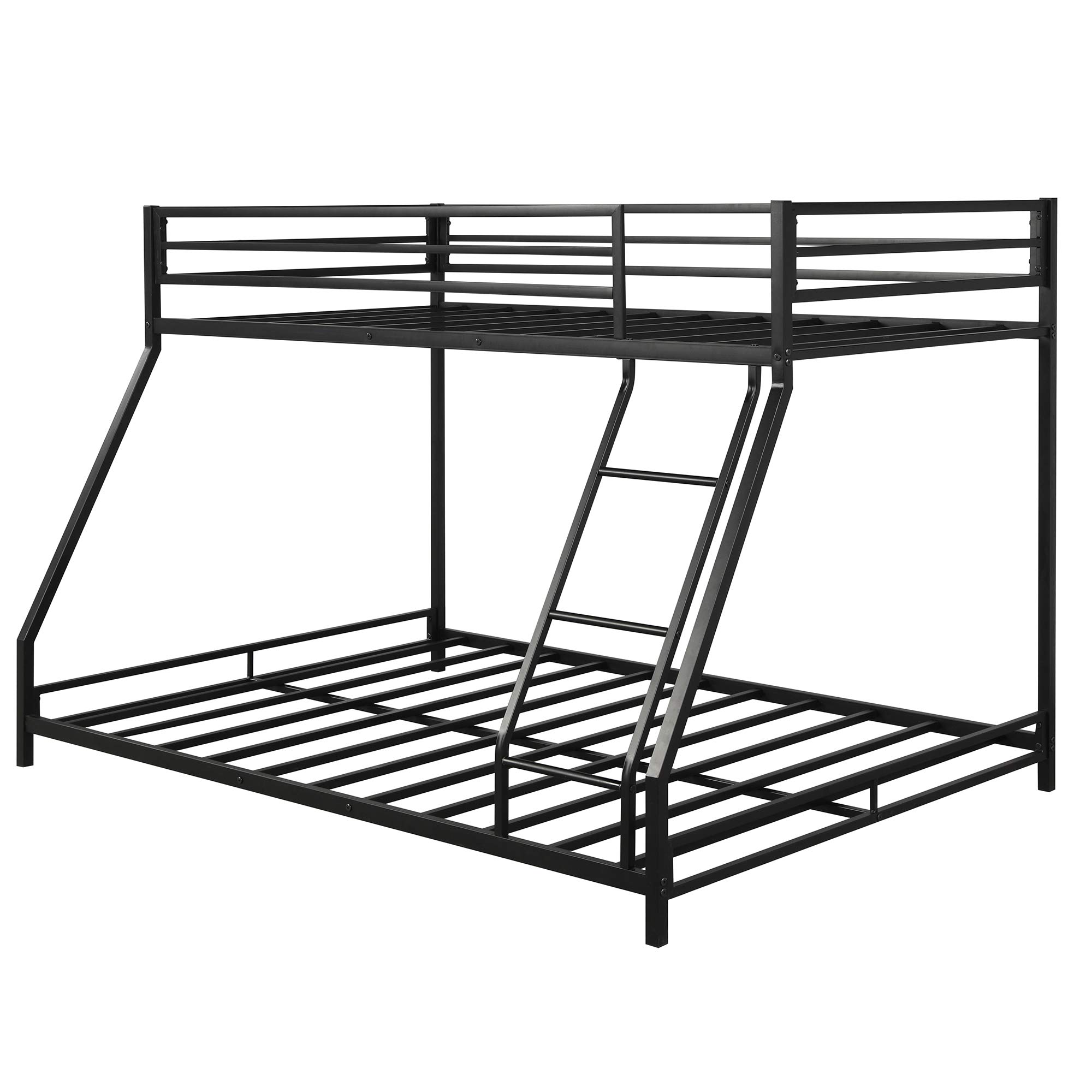 Metal Bunk Bed Twin Over Full with Ladder & Guardrails - Space-Saving for Kids & Small Rooms