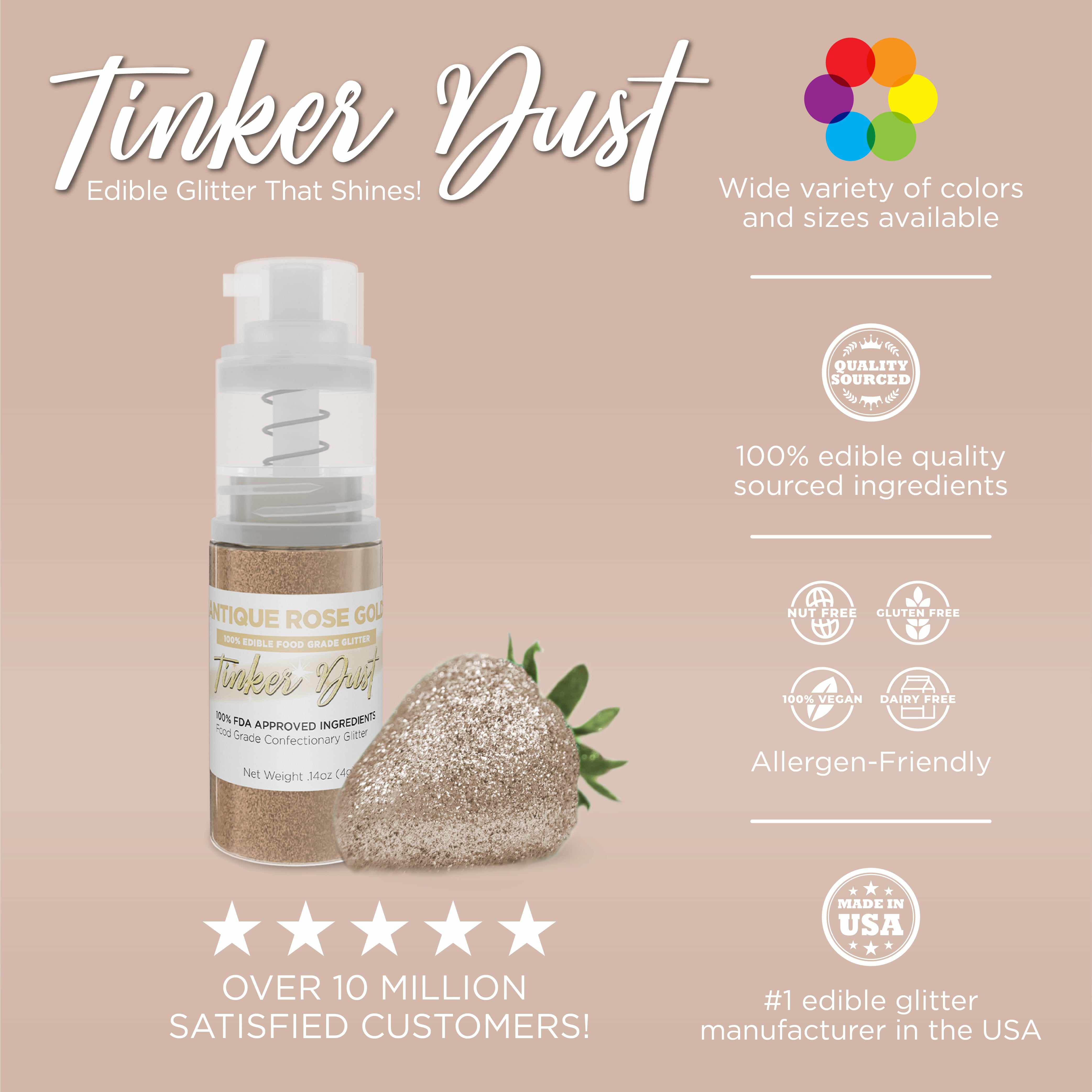 Antique Rose Gold 4g Spray Pump Tinker Dust - Perfect for DIY Crafts, Home Decor & Wedding Embellishments