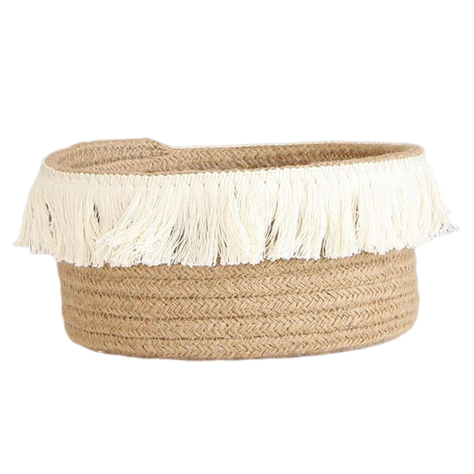 Gazechimp Portable Rope Storage Basket with Tassel - Decorative Woven Laundry Hamper for Clothes, Toys, Books & Snacks | Perfect for Bedroom, Bathroom & Nursery Organization