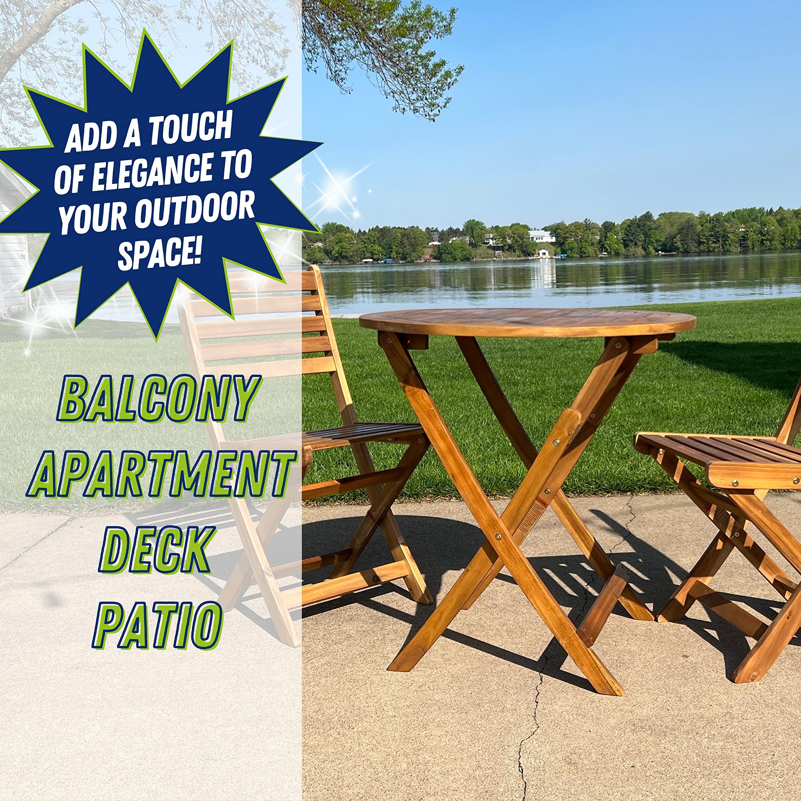 Foldable Round Outdoor Patio Table - 27.5