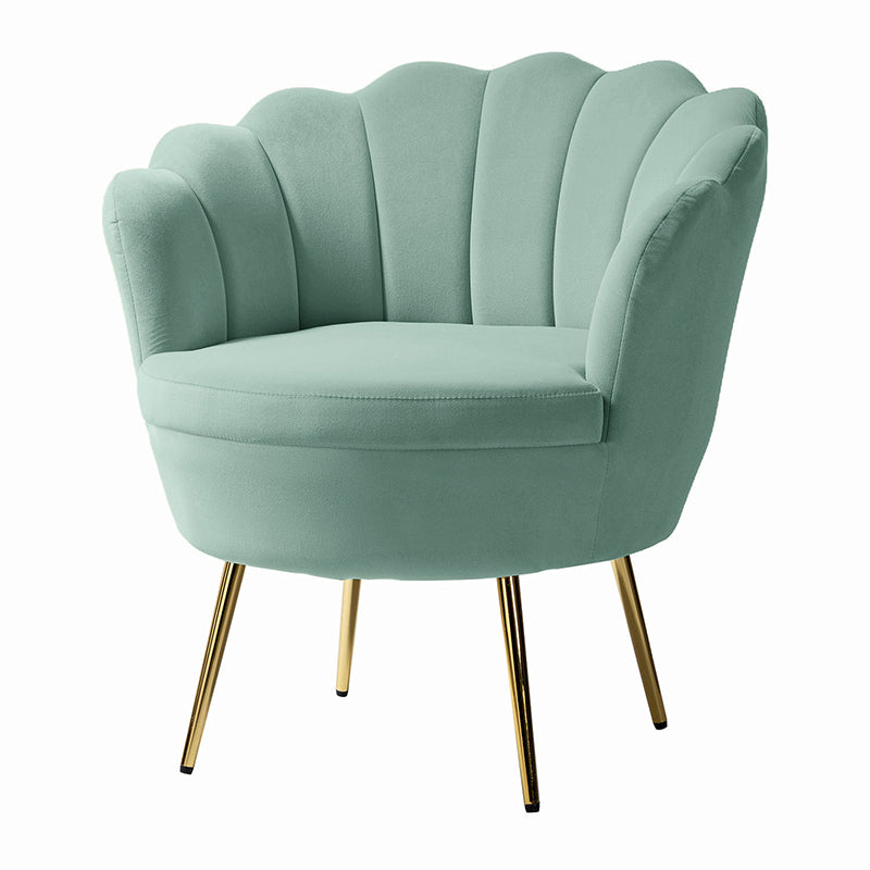 Evelia Velvet Scalloped Barrel Chair - Luxurious Velvet Accent Chair with Curved Back for Living Room, Bedroom & Office - Perfect for Reading Nook, Lounge Area or Home Decor