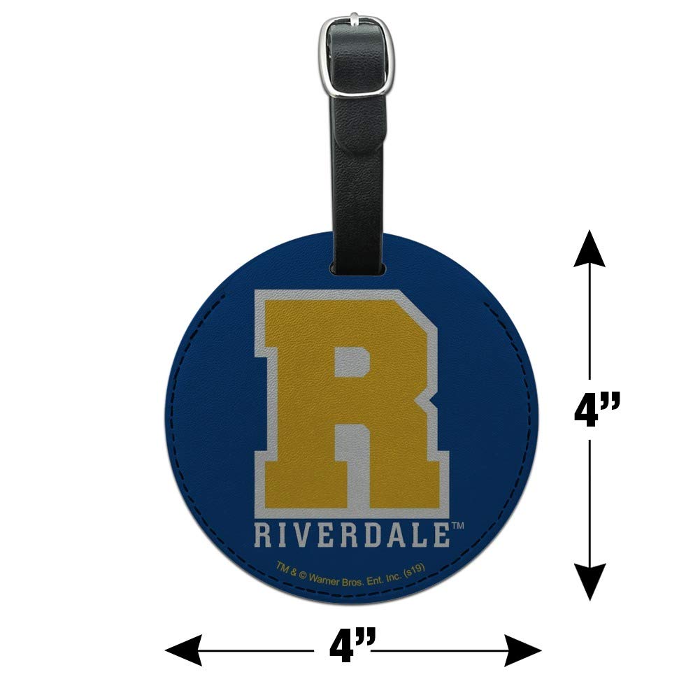 Riverdale Varsity Letter Round Leather Luggage Tag - Personalized Carry-On ID Tag for Suitcases, Backpacks & Travel Bags - Perfect for Travel, Business Trips & Vacation Identification