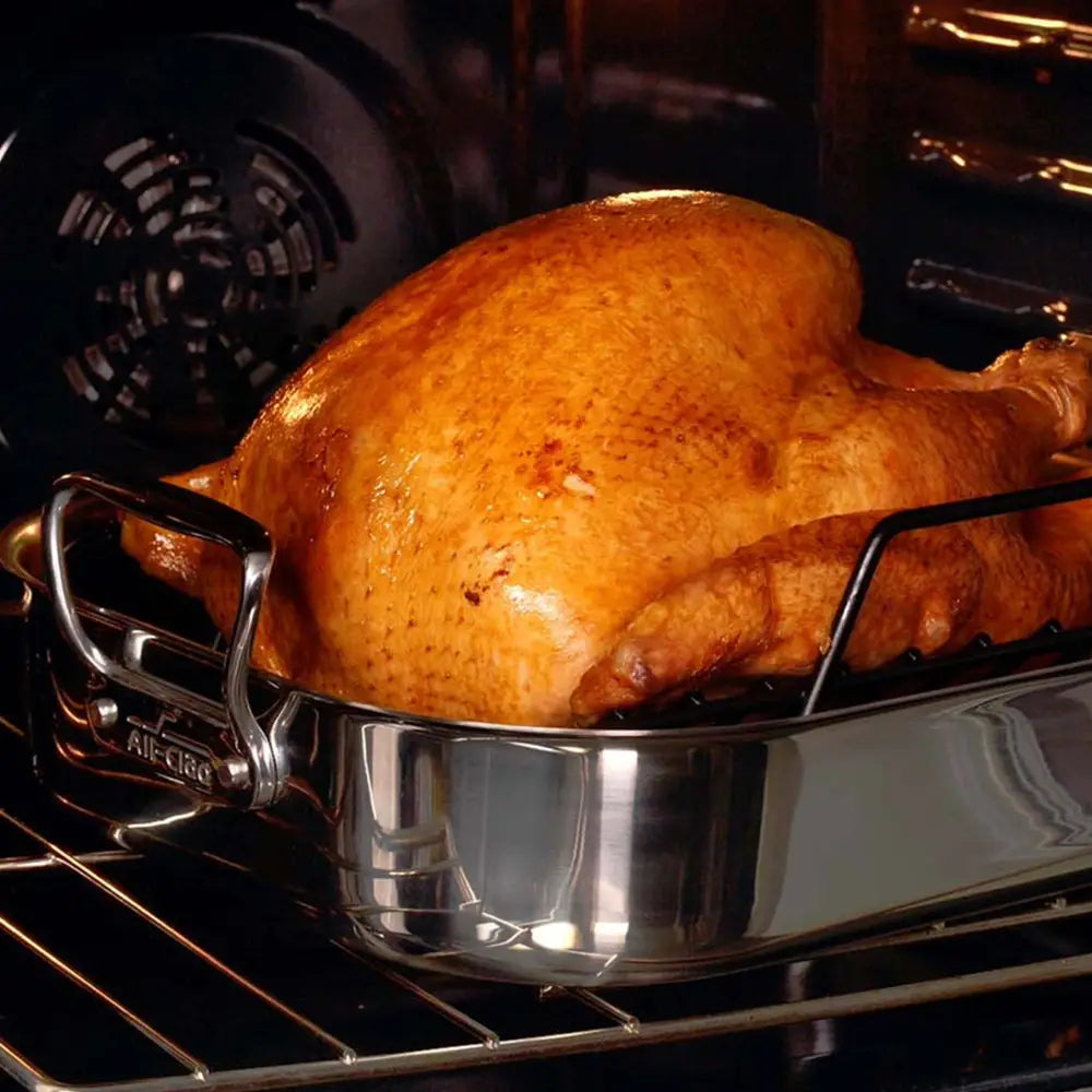 All-Clad 13 x 16 Inch Stainless Steel Roasting Pan with Rack - Perfect for Thanksgiving Turkey, Holiday Roasts & Large Family Dinners