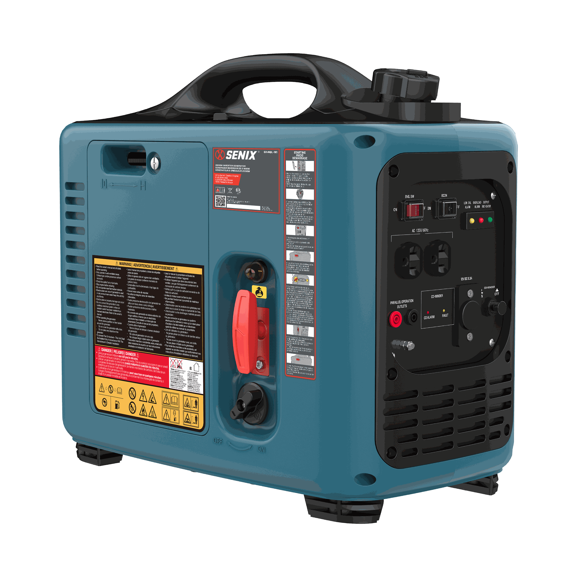 SENIX 2000 Watt Portable Gas Inverter Generator - Quiet, Lightweight Power for Camping, RV Trips & Home Backup