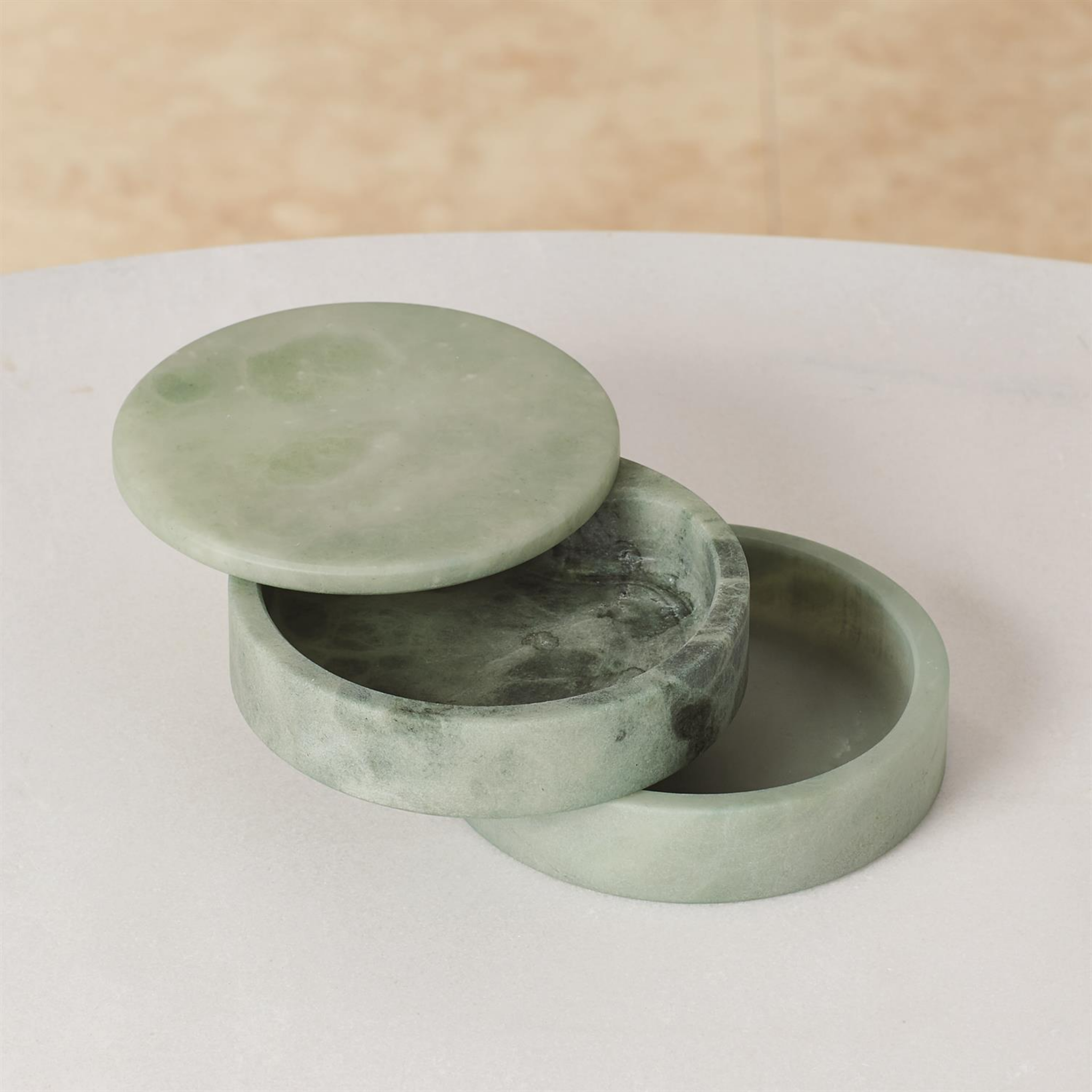 Alabaster Swivel Jewelry Box - Elegant Rotating Storage for Rings, Necklaces & Earrings - Perfect for Bedroom Dresser, Vanity & Gift Giving