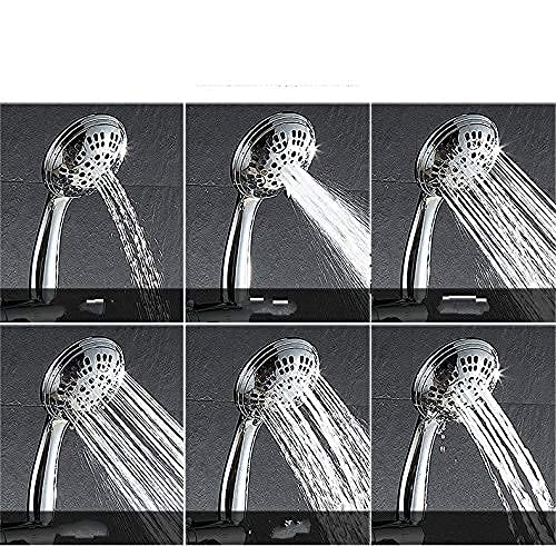 6-Function High Pressure Handheld Shower Head with ABS Spray Modes - Bathroom Shower Set for Rain/Massage/Jet Spray - Perfect for Small Bathrooms & Water Saving