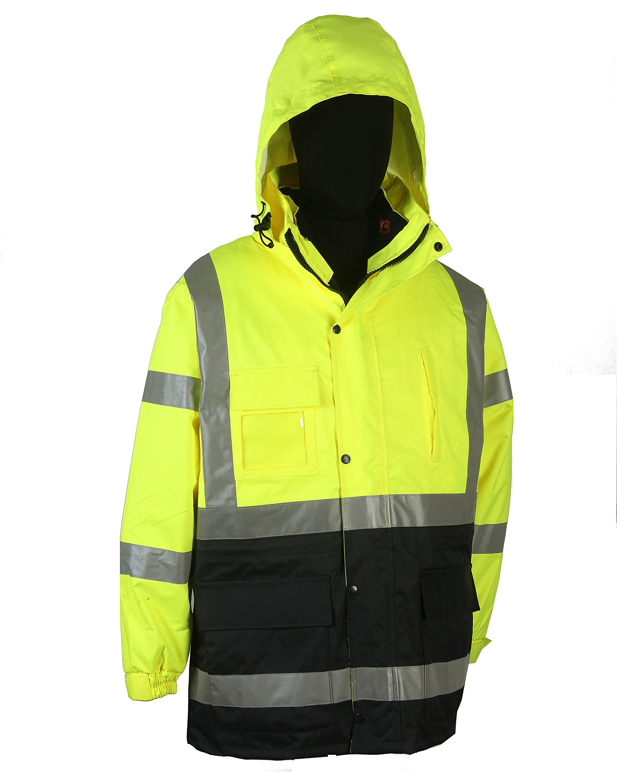 360C-3 High Visibility Safety Jacket - ANSI Certified Reflective Parka for Construction & Road Workers - Waterproof Winter Work Coat for Outdoor Safety & Visibility