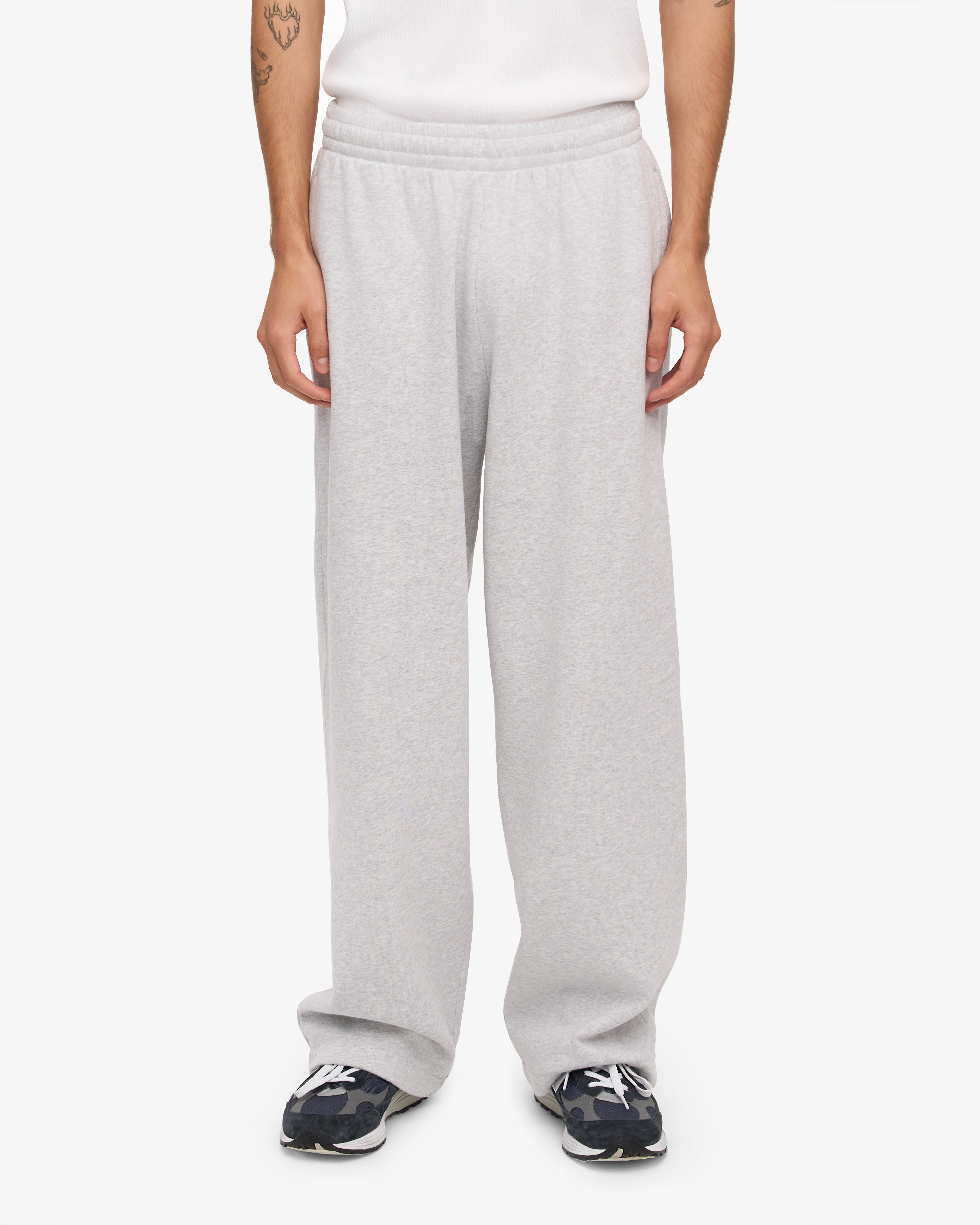 Organic Straight Leg Sweatpants for Women - Soft Cotton Joggers with Snow Melange Color - Perfect for Yoga, Lounge & Casual Wear