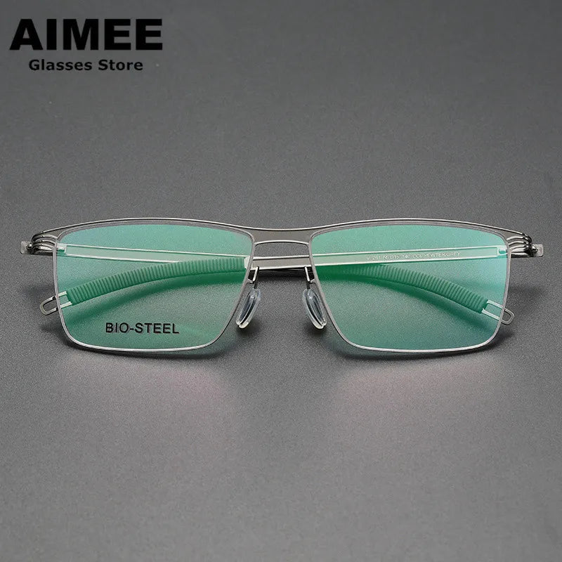 Aimee Unisex Full Rim Square Screwless Titanium Acetate Eyeglasses 22261 - Lightweight Durable Frame for Reading, Working & Daily Wear
