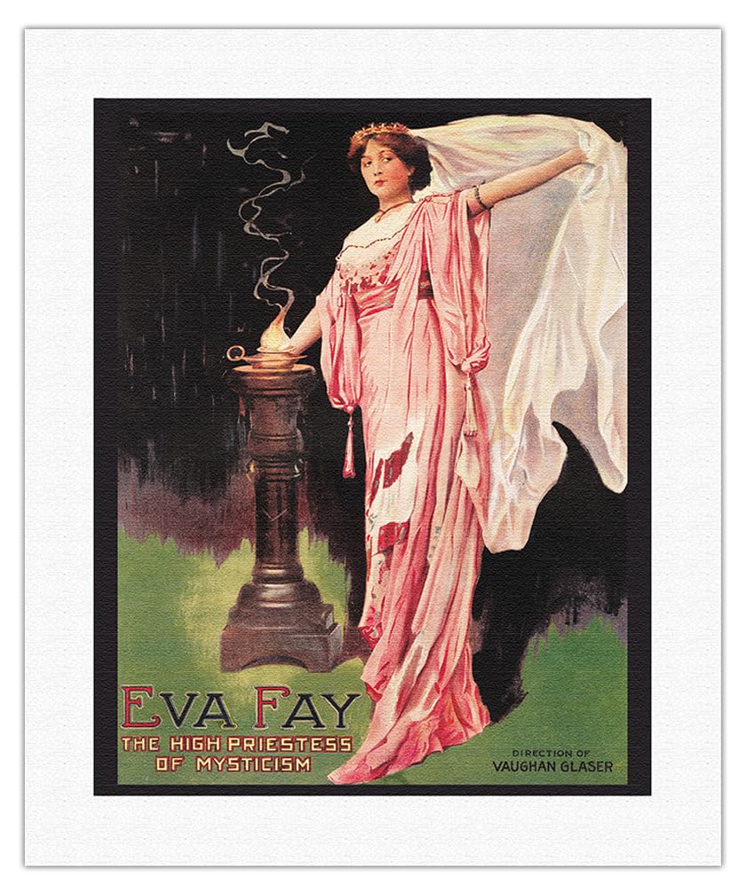 Eva Fay - The High Priestess of Mysticism - Vintage 1911 Magic Poster - 16x20 Inch Fine Art Canvas Print for Home Decor & Witchy Aesthetic