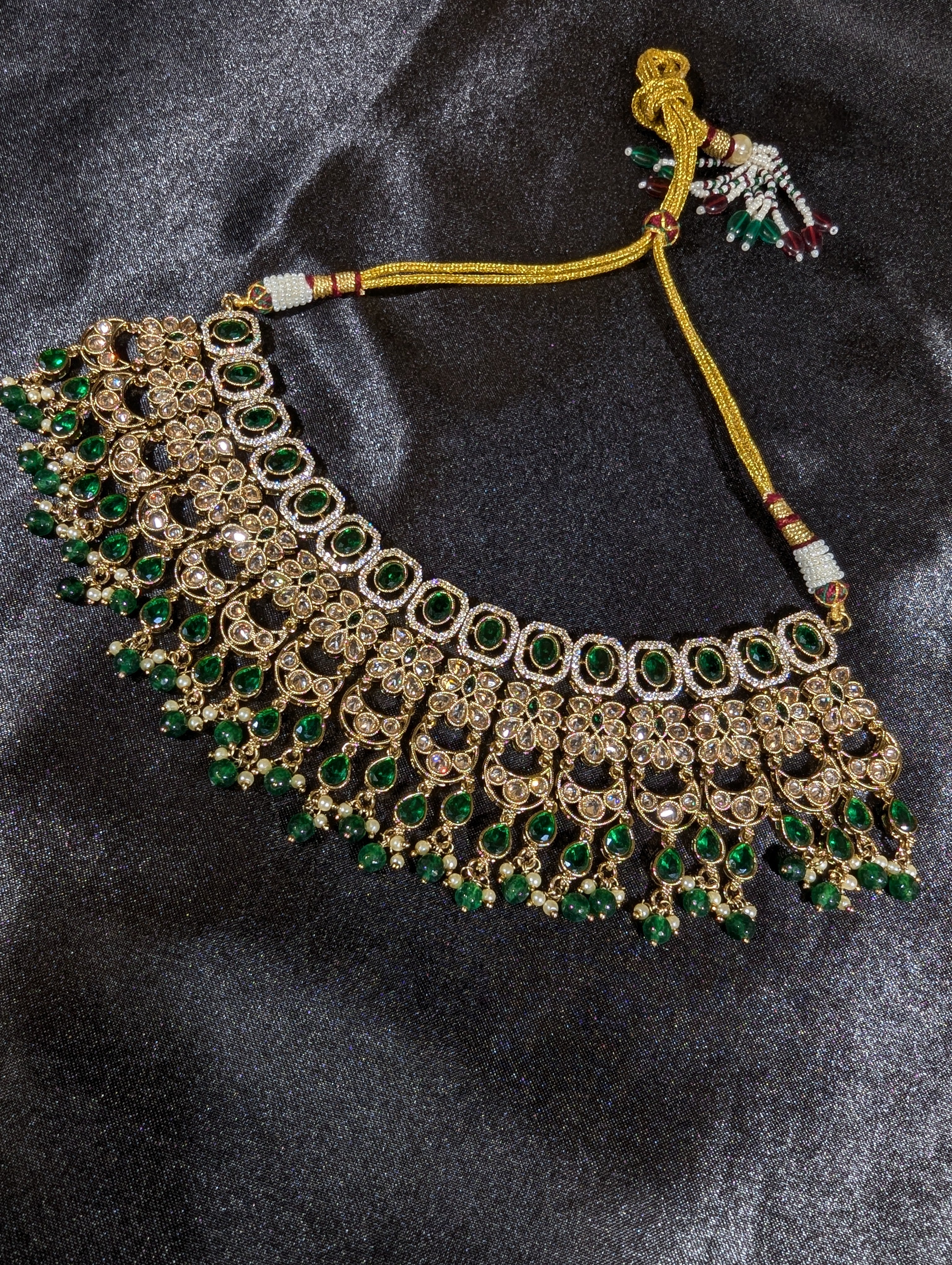 Eshita Polki Semi Bridal Jewelry Set - Elegant Necklace & Earrings for Weddings, Parties & Special Occasions