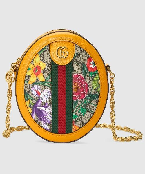 Gucci Ophidia GG Flora Mini Round Shoulder Bag in Yellow | Luxury Crossbody Purse for Women | Perfect for Date Night, Shopping & Travel