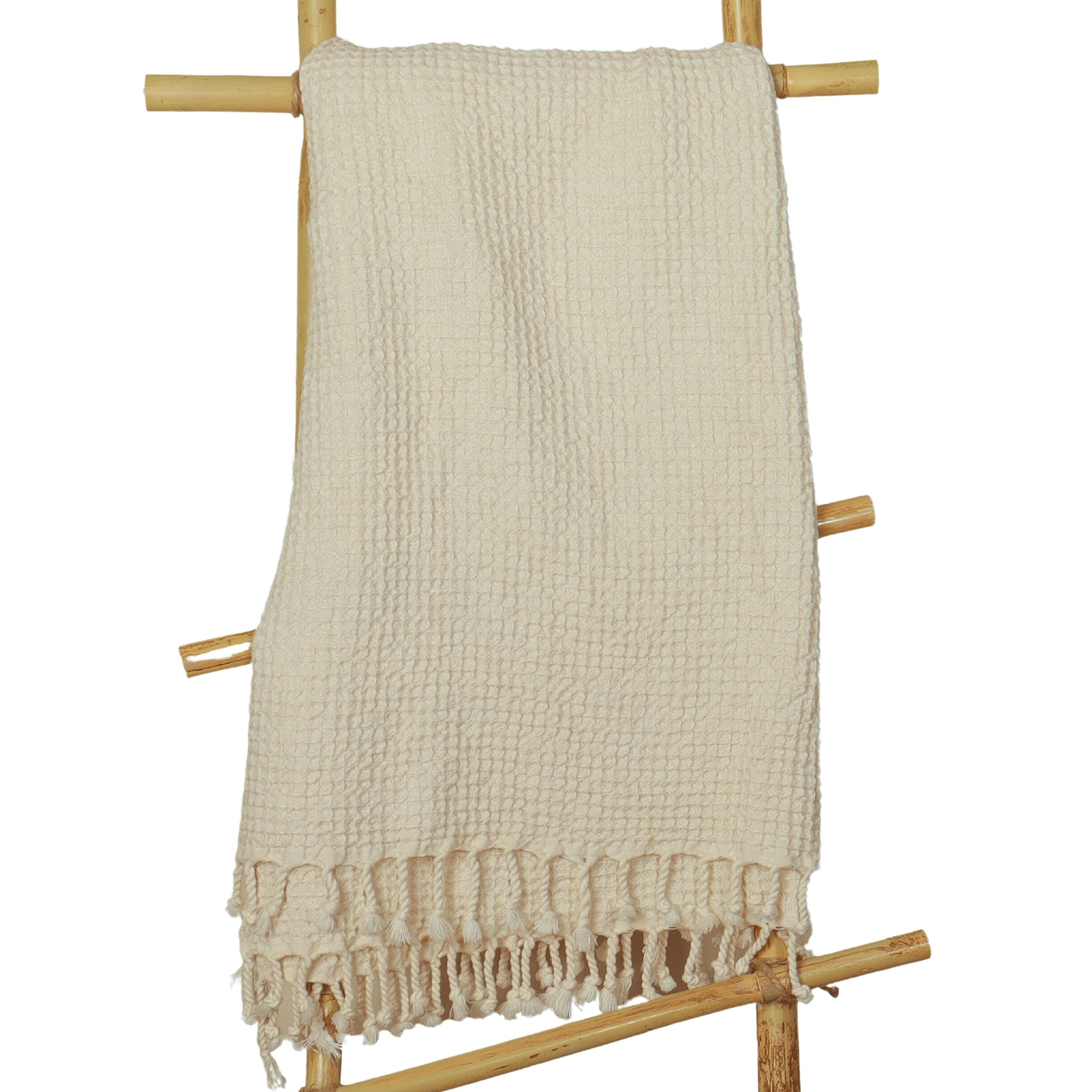 Premium Waffle Weave Turkish Beach Towels - Ultra Soft 100% Cotton, 67x33 Inches, 4-Pack (Beige) | Quick-Drying & Absorbent for Pool, Beach, Spa, Yoga & Gym Use