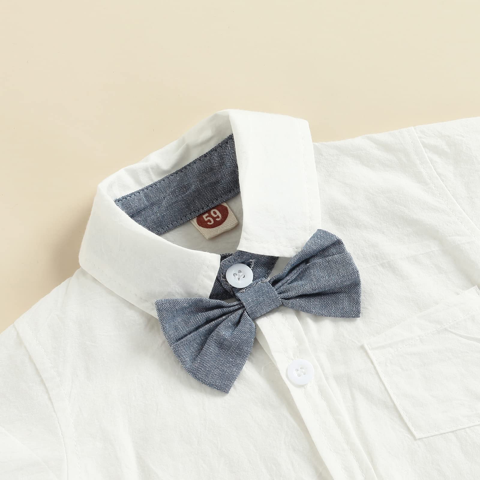 Baby Boy Gentleman Outfit - Short Sleeve Bowtie Romper & Suspenders Shorts Set | Summer Casual Wear for Photoshoots, Parties & Special Occasions