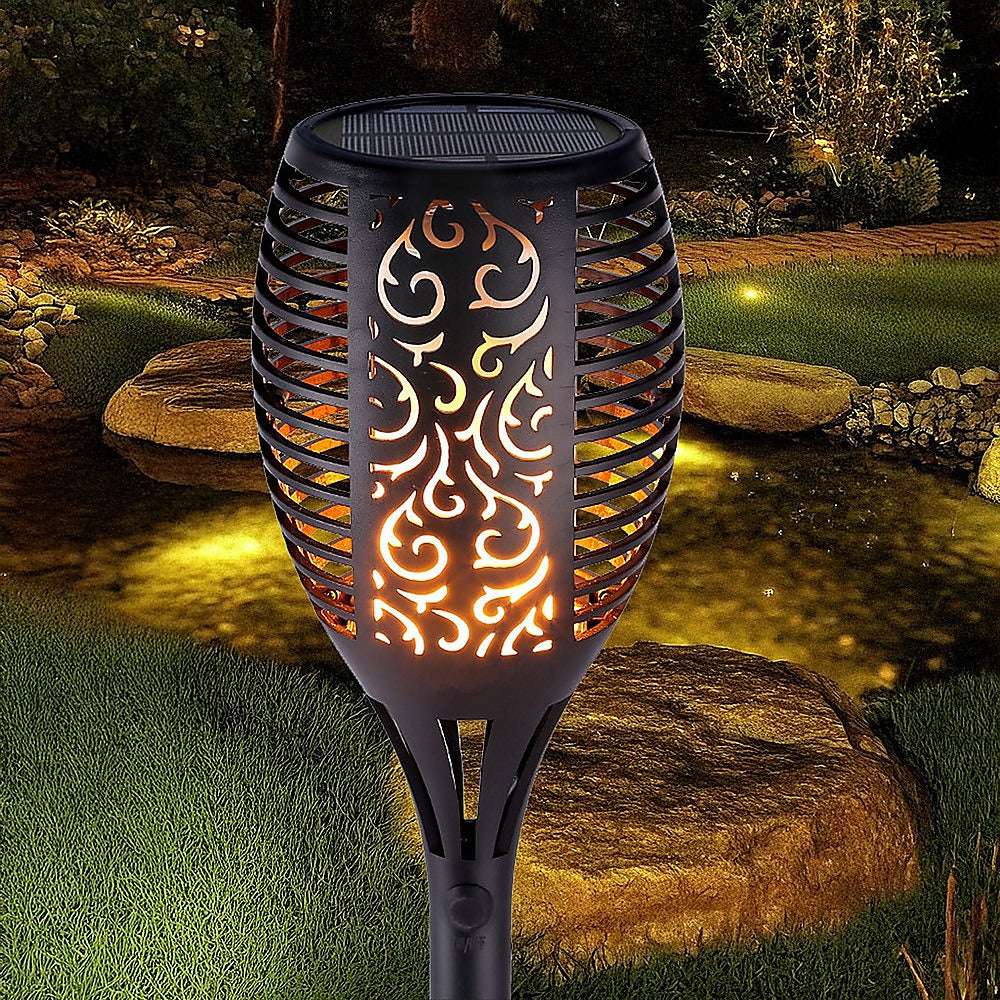 10 Pack Solar Torch Lights - 96 LED Flickering Flame Garden Lights with Dancing Effect | Waterproof Outdoor Landscape Lighting for Patio, Yard, Pathway & Garden Decor