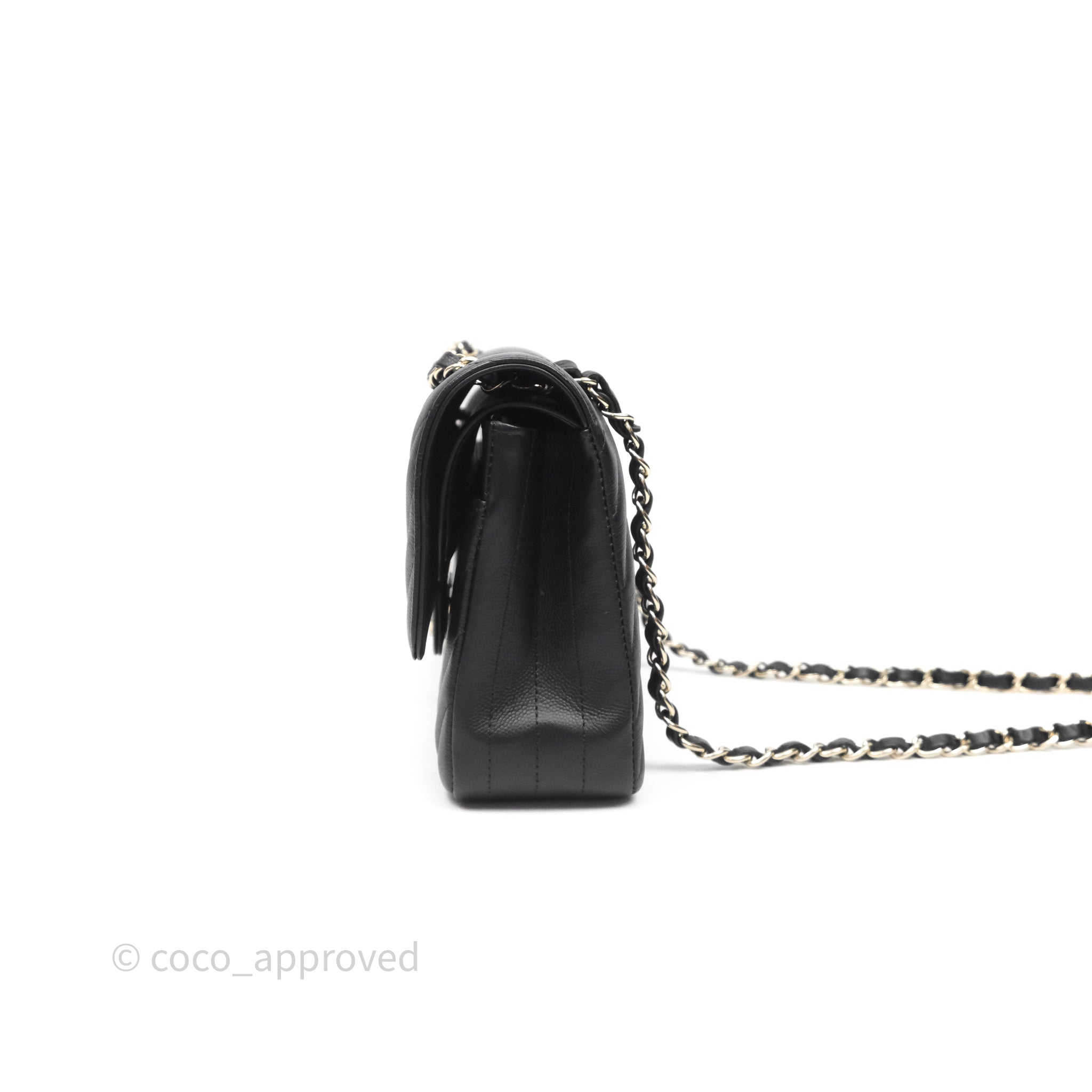 Chanel Classic Medium Flap Bag Chevron Black Caviar Leather with Gold Hardware - Luxury Designer Handbag for Women, Perfect for Work, Evening Events & Special Occasions
