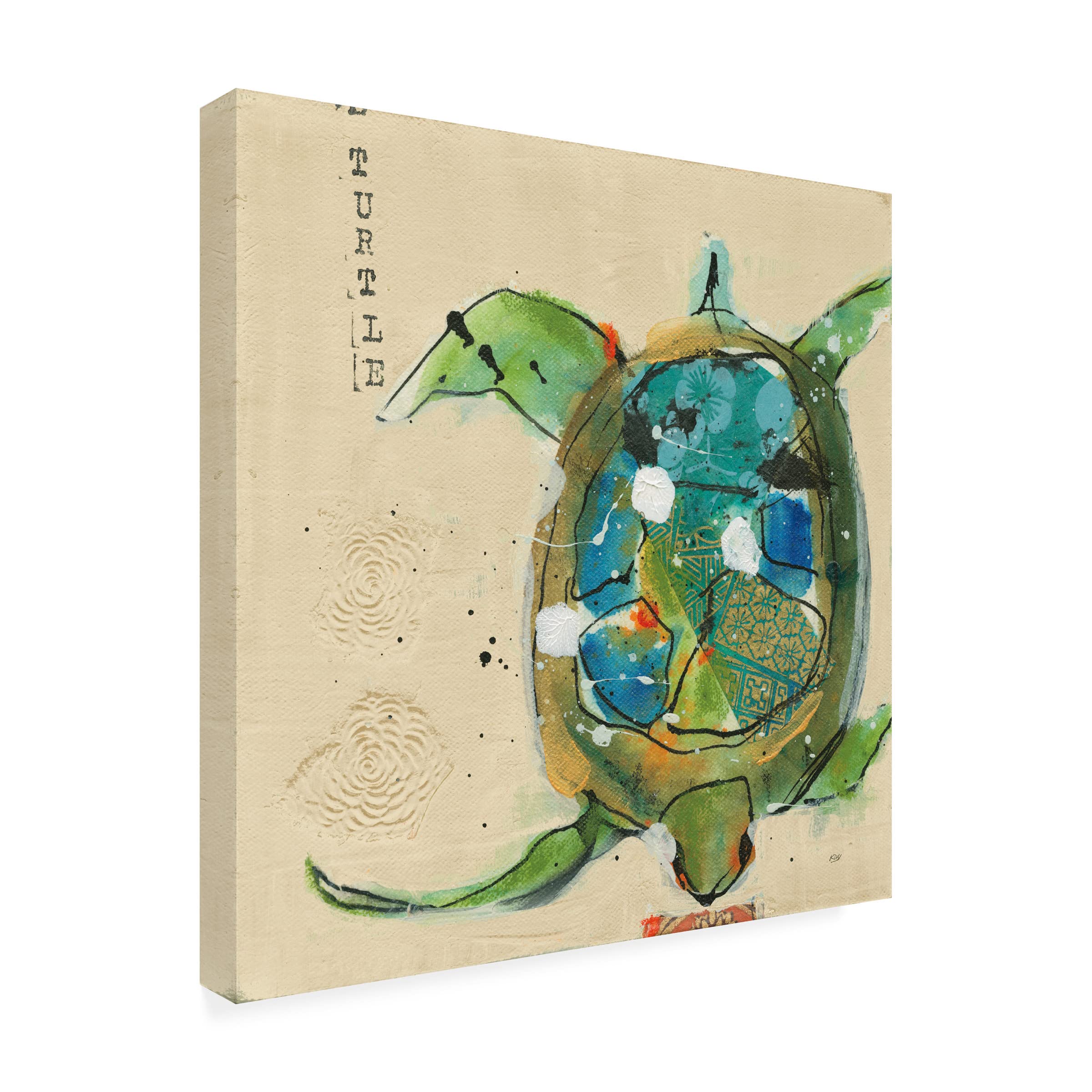 Kellie Day 'Chentes Turtle Light' Canvas Wall Art Print - Vibrant Sea Turtle Painting for Beach House Decor, Coastal Living Room & Ocean Themed Bedroom