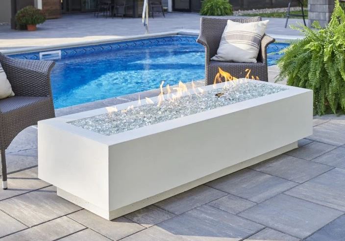 72-Inch Linear Natural Gas Fire Pit Table with 64-Inch Crystal Fire Burner - Outdoor GreatRoom Cove CV 72WT - Perfect for Patio, Backyard, and Outdoor Entertaining