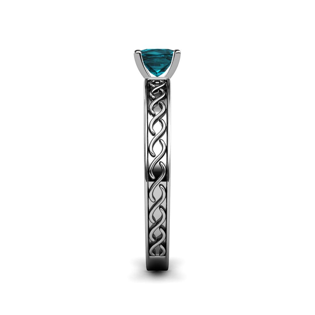 TriJewels Princess Cut London Blue Topaz 7/8 ct Infinity Solitaire Engagement Ring in 14K Gold - Perfect for Proposals, Anniversaries & Special Occasions