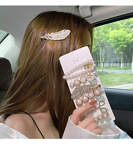 Elegant Pearl Hollow Metal Hair Clips for Women - Korean Style Hair Pins Set of 5 - Perfect for Weddings, Parties & Everyday Styling (White)