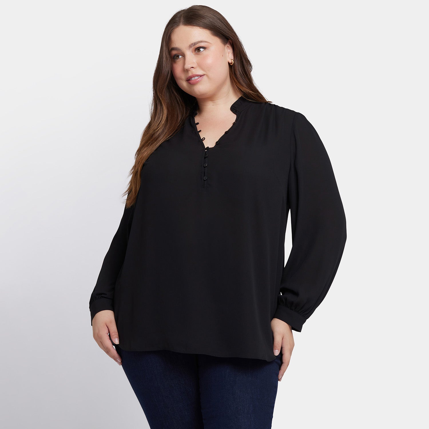 Plus Size Hannah Blouse for Women - Elegant Black Tunic Top | Perfect for Office Wear, Date Nights & Special Occasions