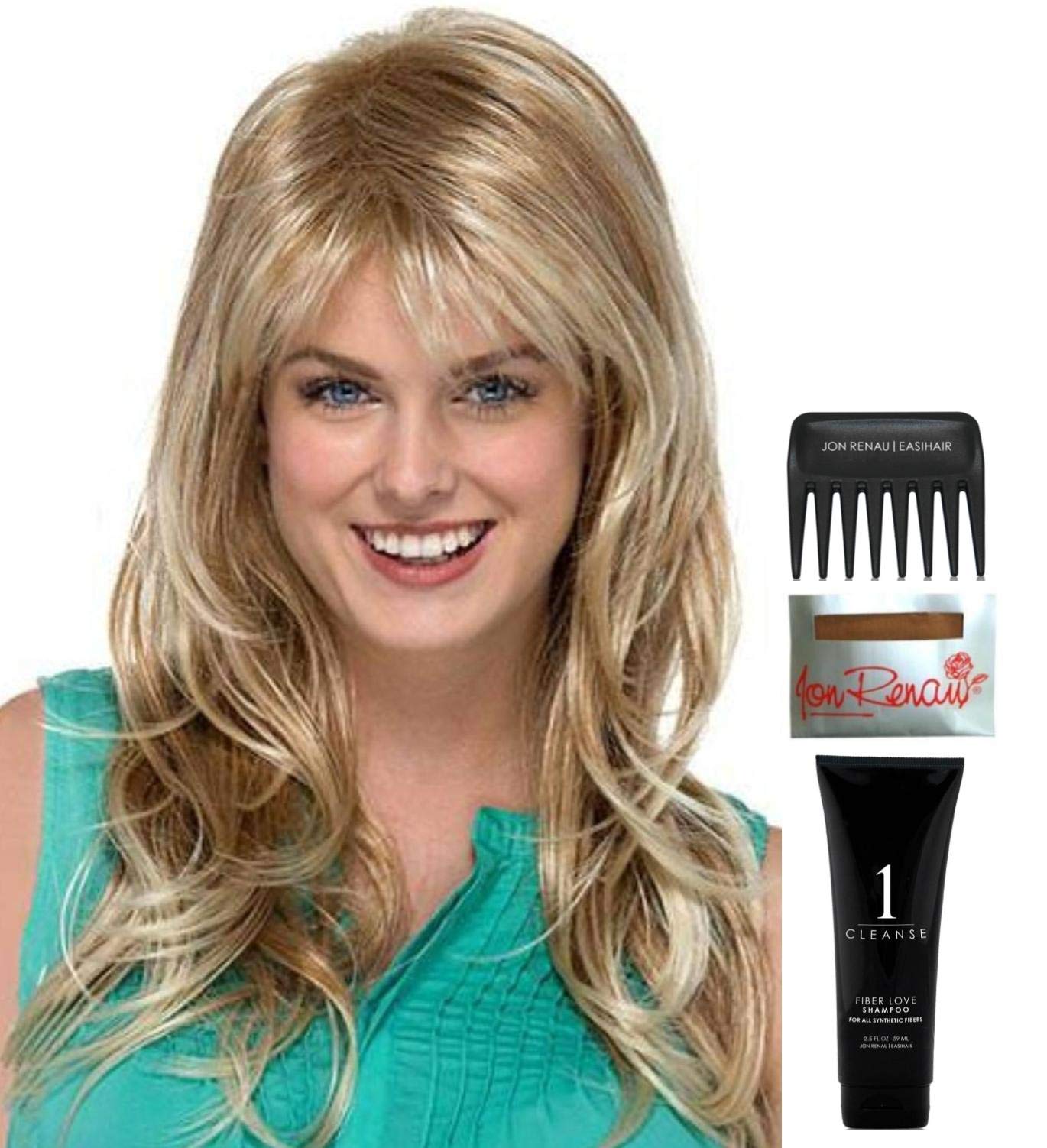 Peace Wig by Estetica - 5 Piece Bundle with Christy's Wigs Q&A Booklet, 2oz Travel Size Wig Shampoo, Wig Cap & Wide Tooth Comb (Caramel/Kiss) | Perfect for Travel, Cosplay & Everyday Wear