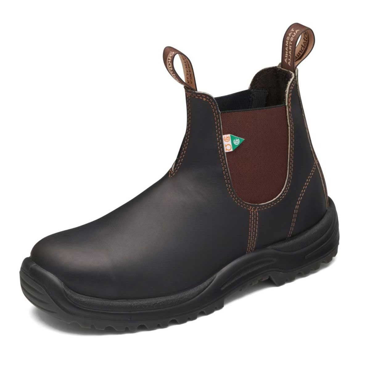 Blundstone 162 CSA Approved Safety Work Boots - Stout Brown Leather for Construction & Outdoor Work | Durable Steel Toe Slip-Resistant Boots for Men & Women