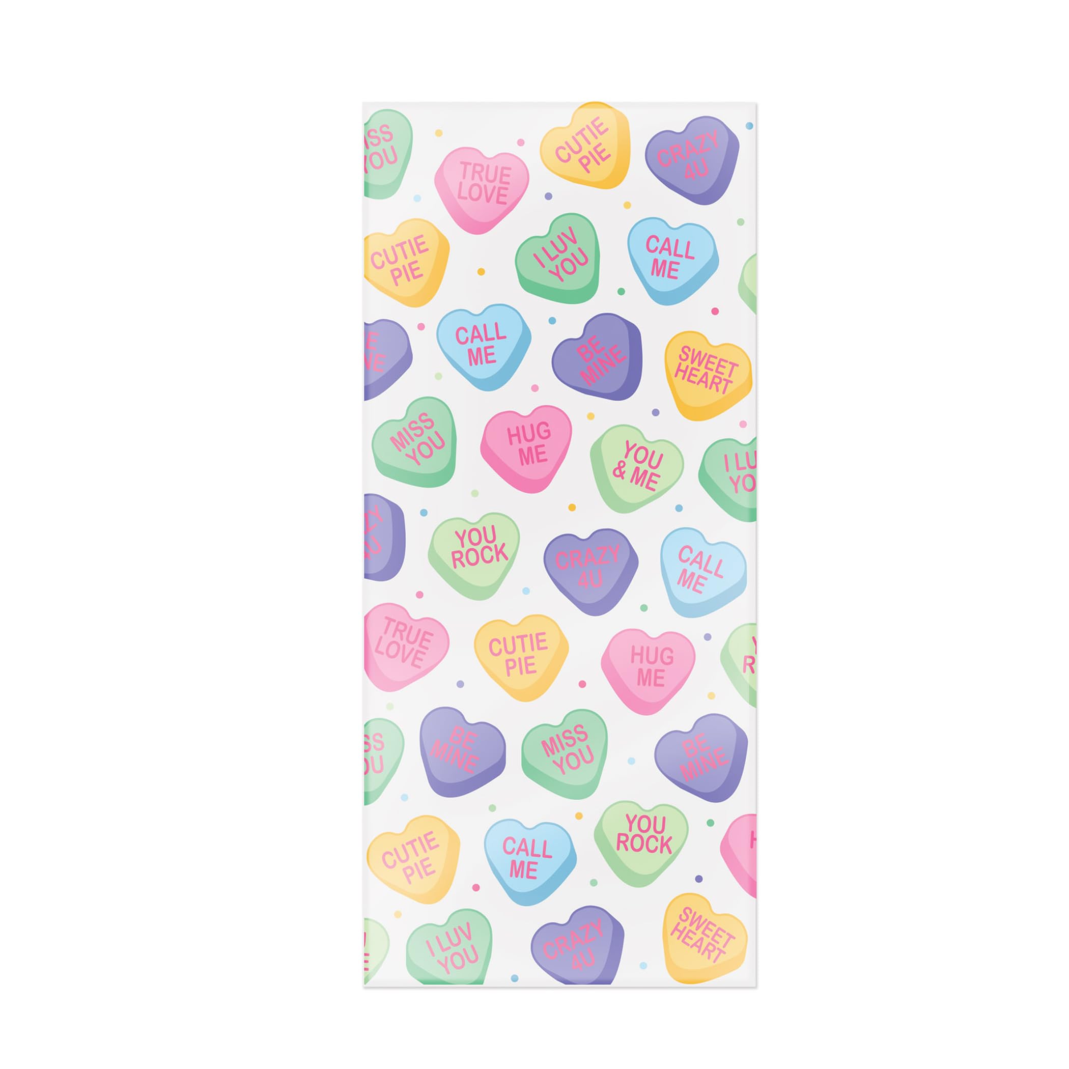 Valentine's Day Candy Heart Cello Bags - 100 Pack Clear Plastic Treat Bags for Party Favors, Wedding Candies, Baby Shower Gifts & Classroom Rewards