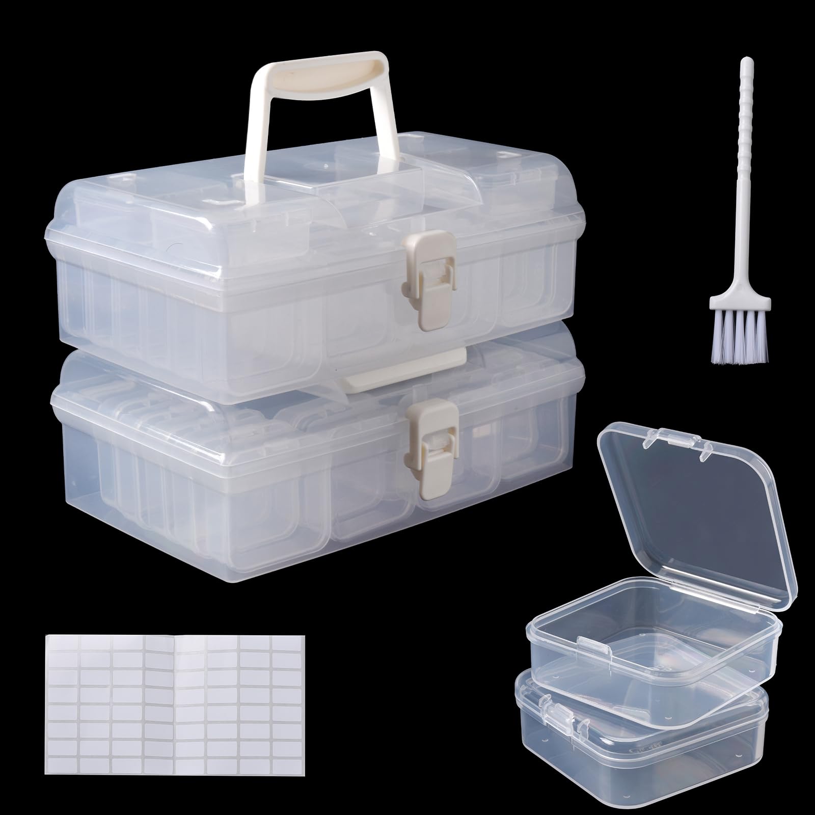 Small Bead Storage Containers - 28pc Plastic Organizer Box for Jewelry & Crafts (2-Pack) - Portable Art Case