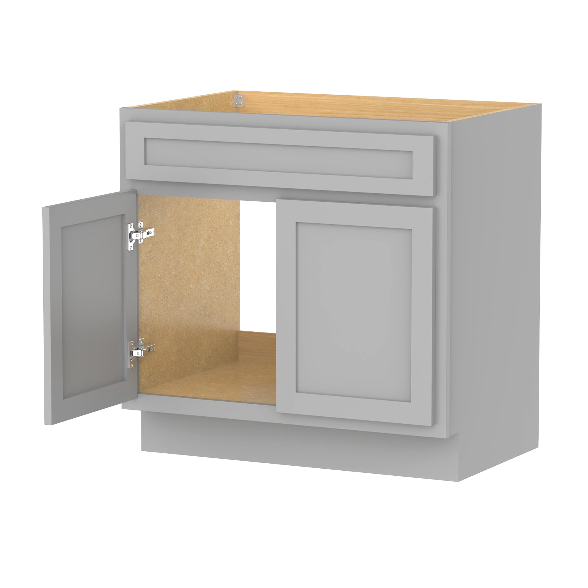 Vanity Art 30 Inch Double Shutter Door Bathroom Vanity Base Cabinet with Soft Closing Shaker Drawer - Sturdy Floor Mount Storage Organizer for Bathroom, Bedroom, Living Room & Kitchen (VA4030G) - Perfect for Small Space Organization and Modern Home Decor