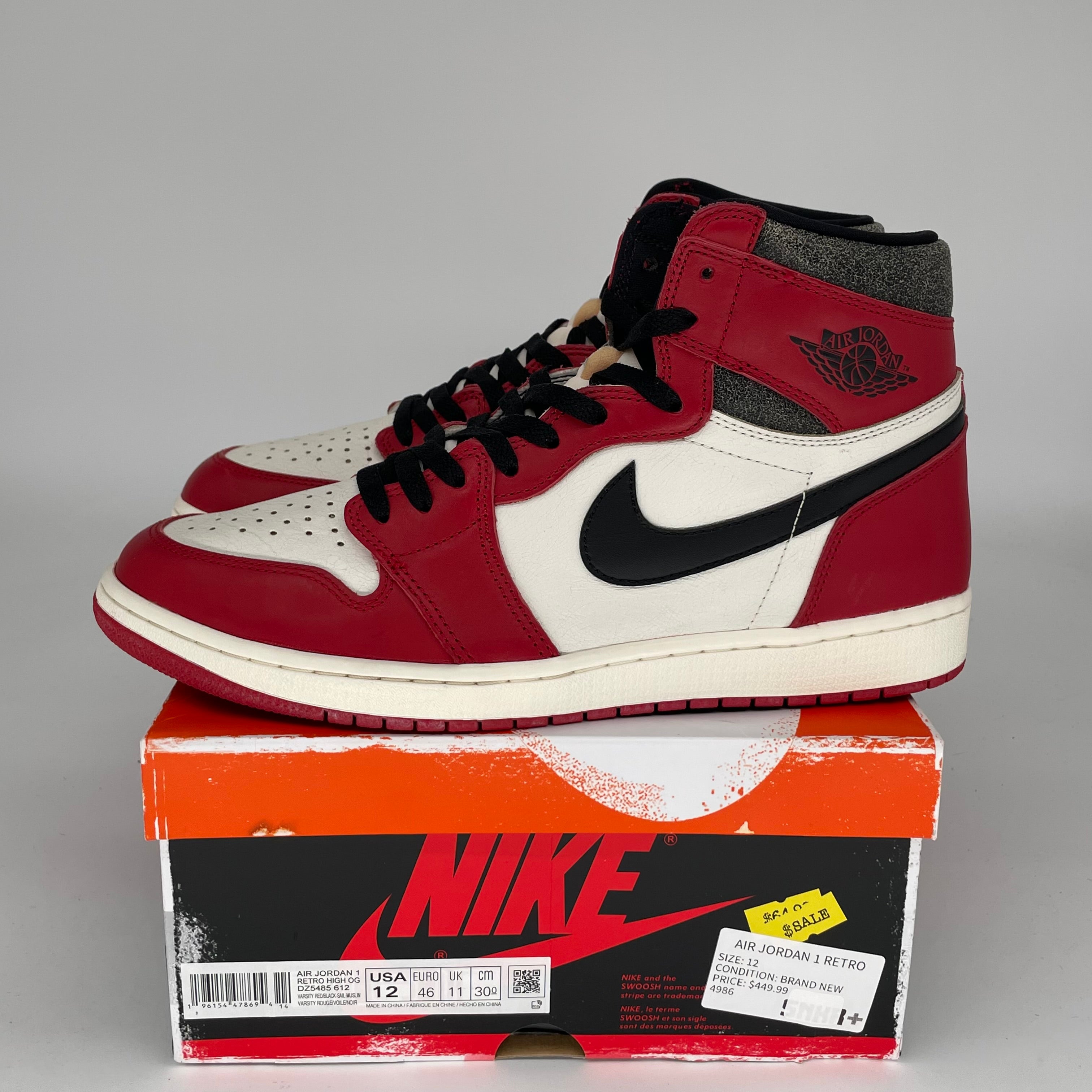 Original Title: AIR JORDAN 1 LOST AND FOUND SIZE 12 DZ5485 612   Optimized Title: **Air Jordan 1 Retro High OG 'Lost and Found' Men's Basketball Shoes - Size 12 (DZ5485-612) - Perfect for Sneaker Collectors & Streetwear Fashion**    **使用场景:** Ideal for basketball games, casual wear, sneaker collections, and urban street style.