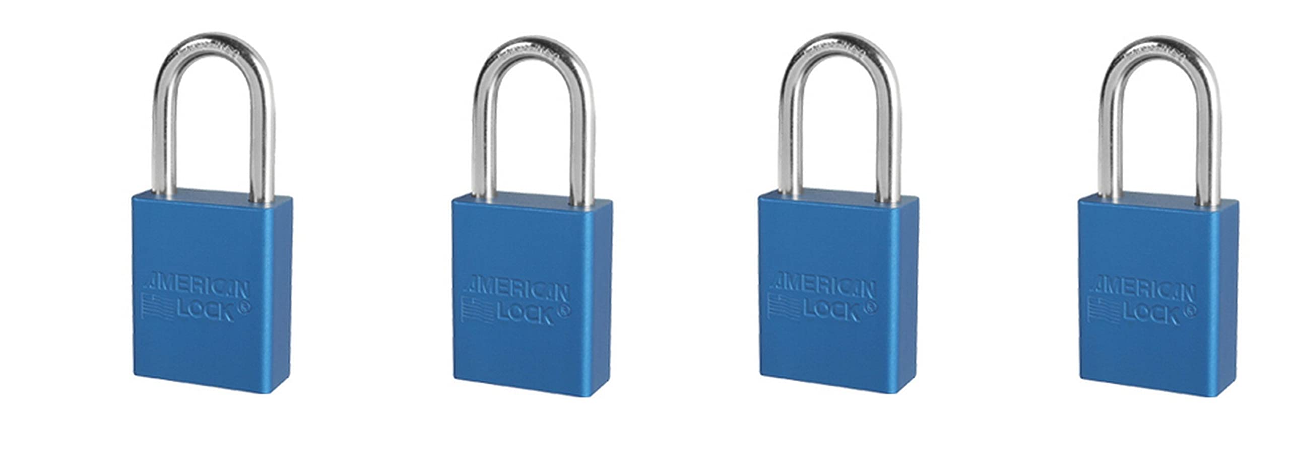 American Lock A1106B1KEY A1106BLU1KEY Q# DG7272 Aluminum Keyed Padlock - Blue (4 Pack) - Secure Storage Lockers, Toolboxes & Outdoor Gates