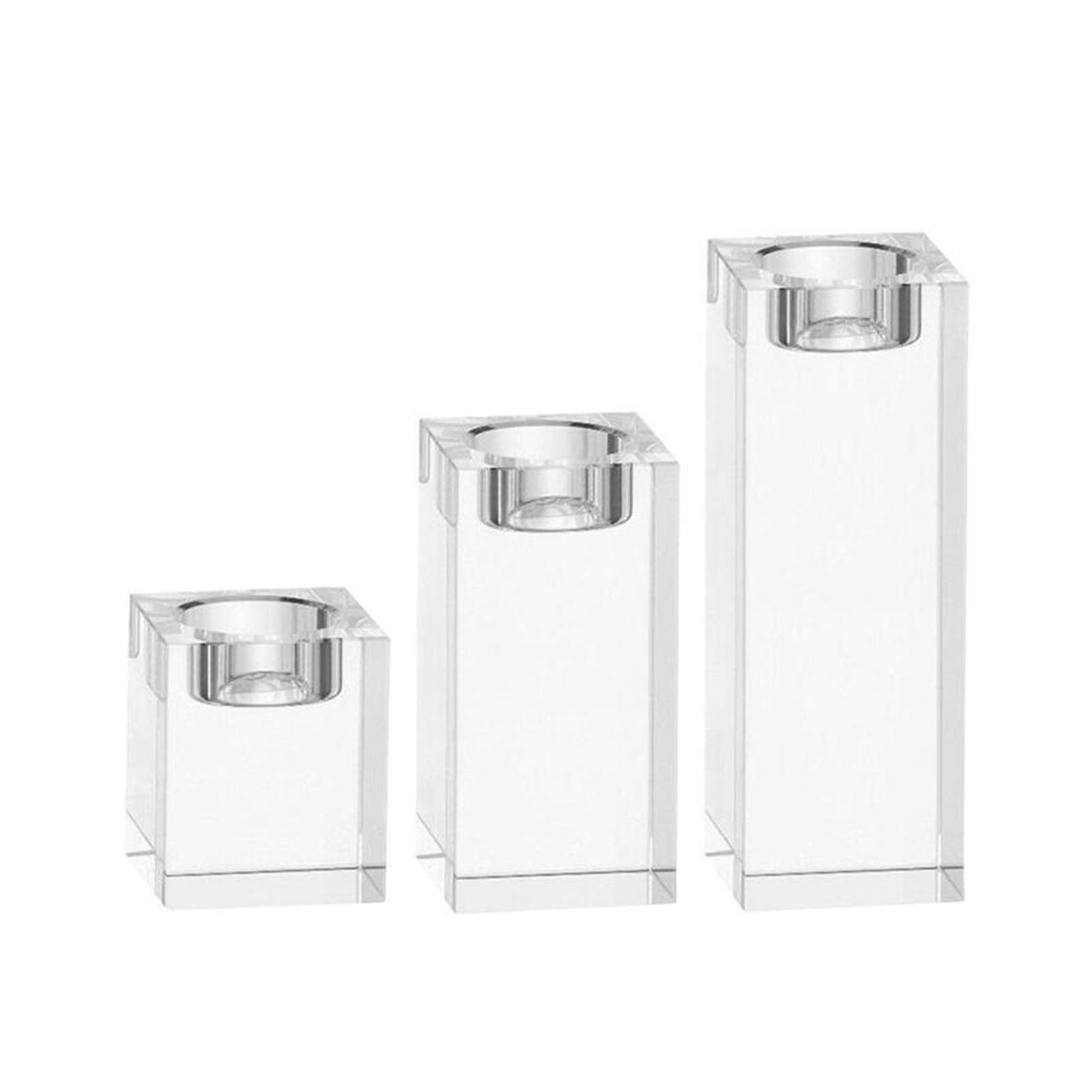 3pcs K9 Crystal Candlestick Holders - Elegant Cube Tealight Candle Holders for Romantic Home Decor, Wedding Centerpieces & Tabletop Decorations - Perfect for Dining Tables, Mantels and Special Occasions