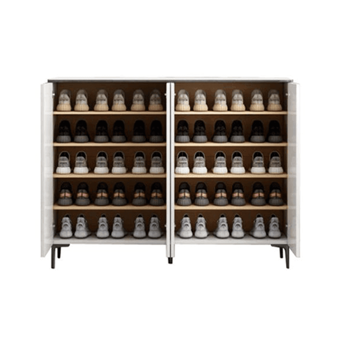 Musto Sintered Stone 4-Door Shoe Storage Cabinet - Modern Entryway Organizer for Hallway, Mudroom & Closet Organization