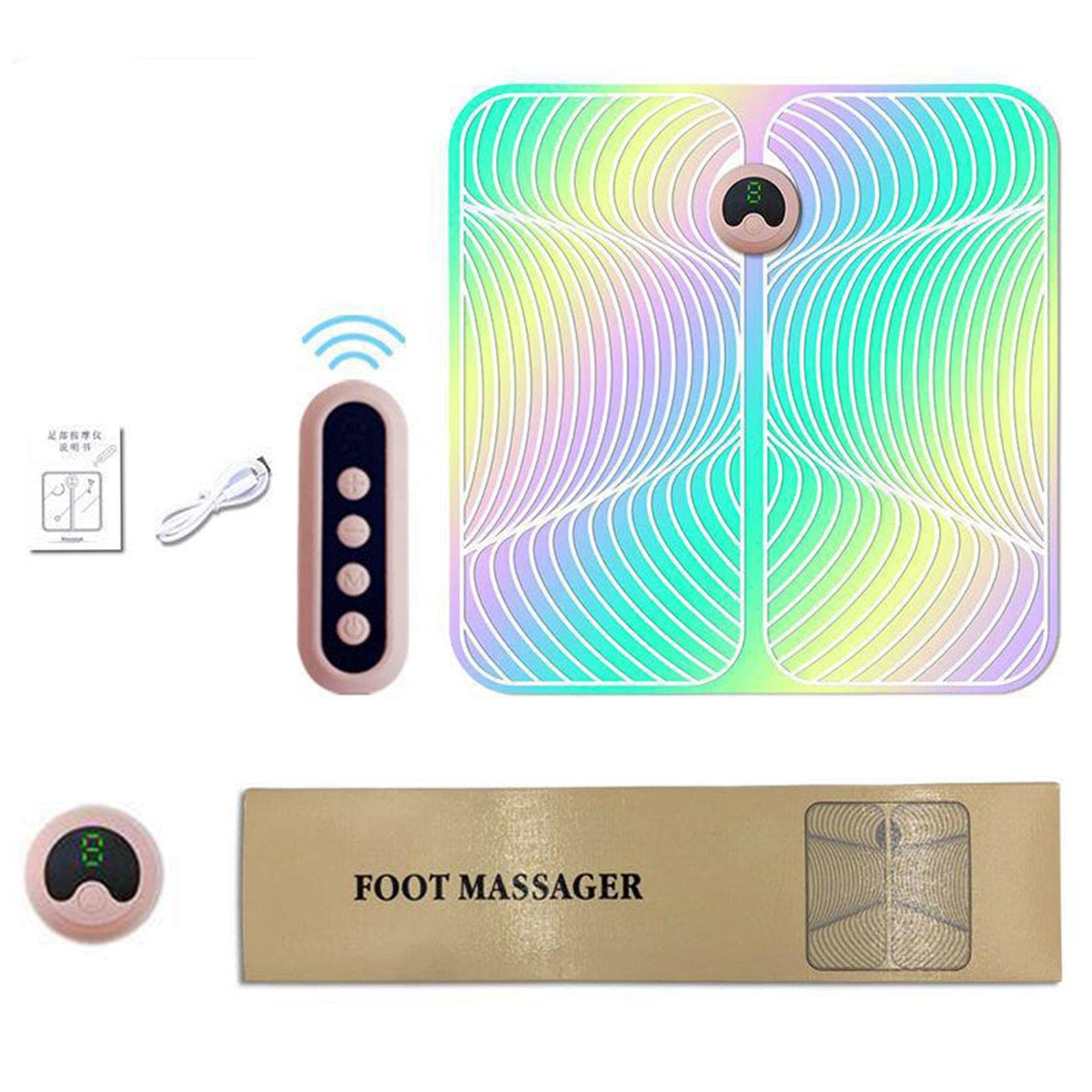 Electric Foot Massage Mat - USB Rechargeable Folding Massage Pad with 6 Modes & 9 Intensity Levels for Foot Relaxation | Portable Home & Office Use for Stress Relief & Circulation Improvement