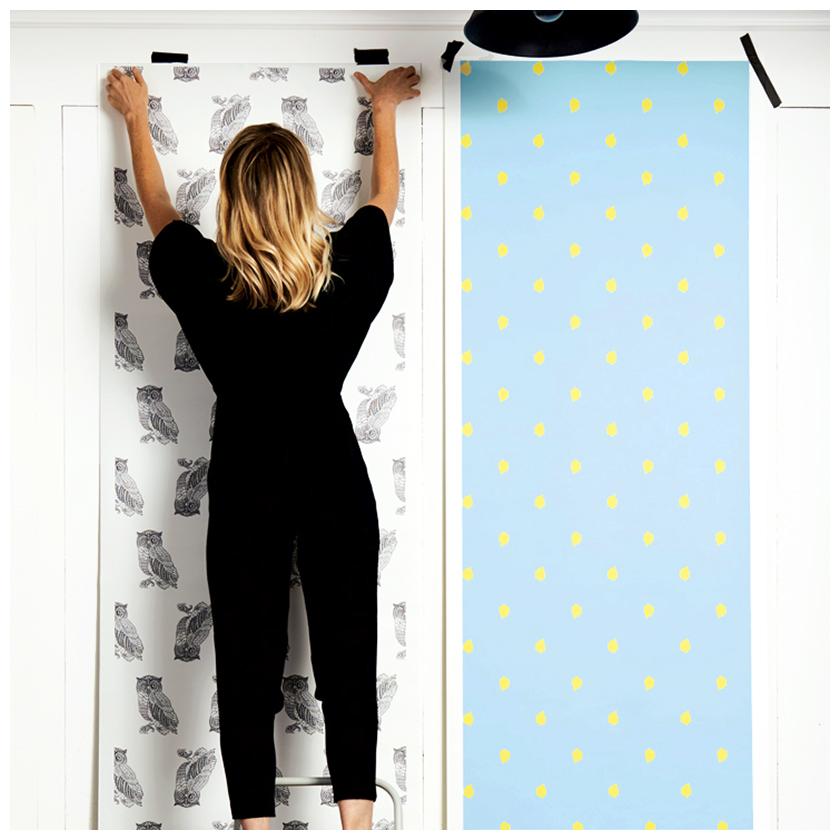 Wallshoppe Medina Dot Wallpaper in Daffodil & Baby Blue - Perfect for Nursery, Bedroom, and Living Room Decor