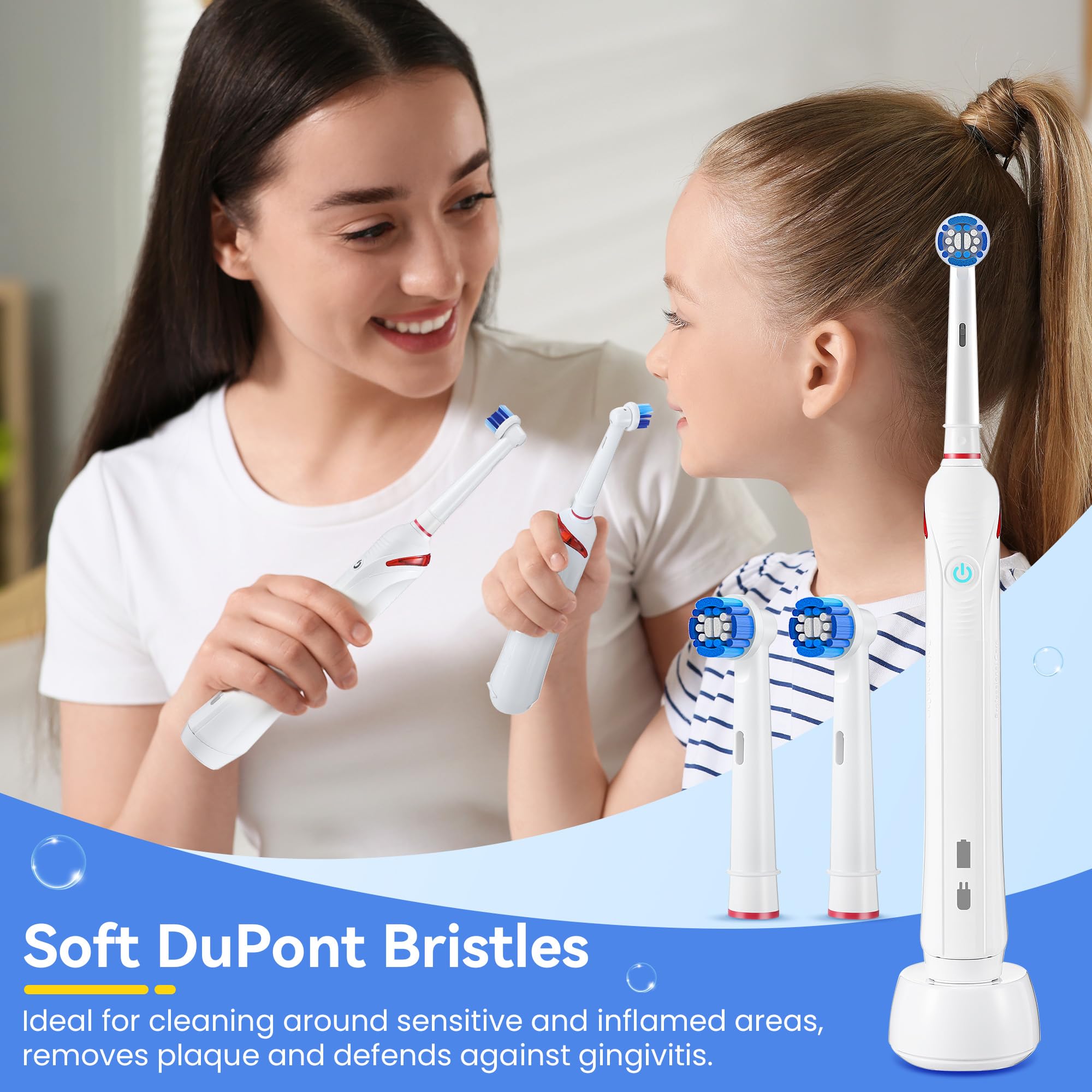 9 Pack Electric Toothbrush Replacement Charger Base & Brush Heads - Universal Fit for Round Head Electric Toothbrushes - Perfect for Travel, Home & Office Use