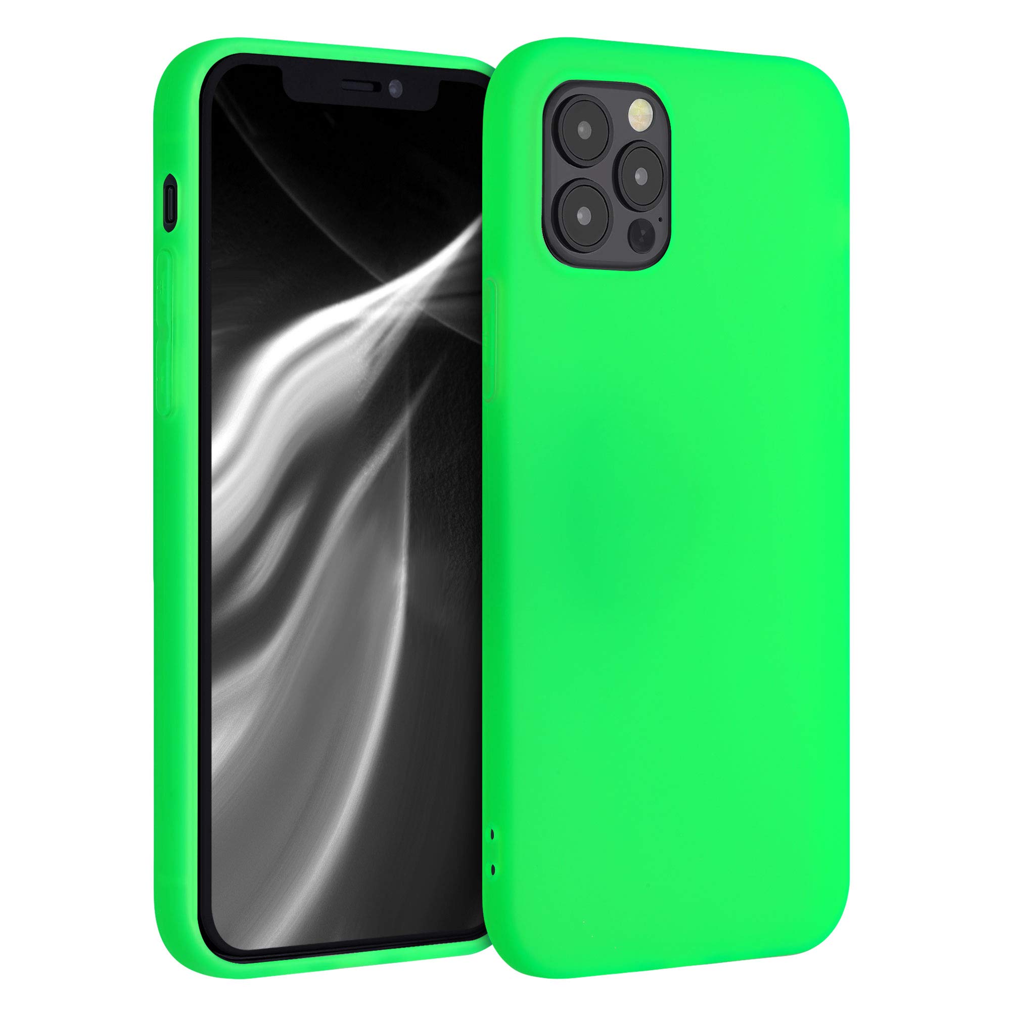 kwmobile Soft Slim Protective TPU Silicone Case for Apple iPhone 12 & iPhone 12 Pro - Shockproof & Scratch Resistant Cover in Neon Green - Perfect for Everyday Use, Work & Outdoor Activities