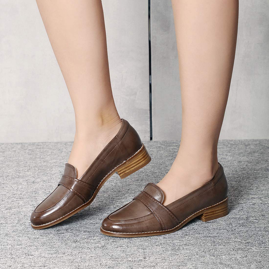 Mona Flying Women's Penny Loafers - Genuine Leather Slip-On Flats for Office & Casual Wear - Comfortable Dress Shoes for Professional Women (Perfect for Work, Business Meetings & Everyday Outfits)