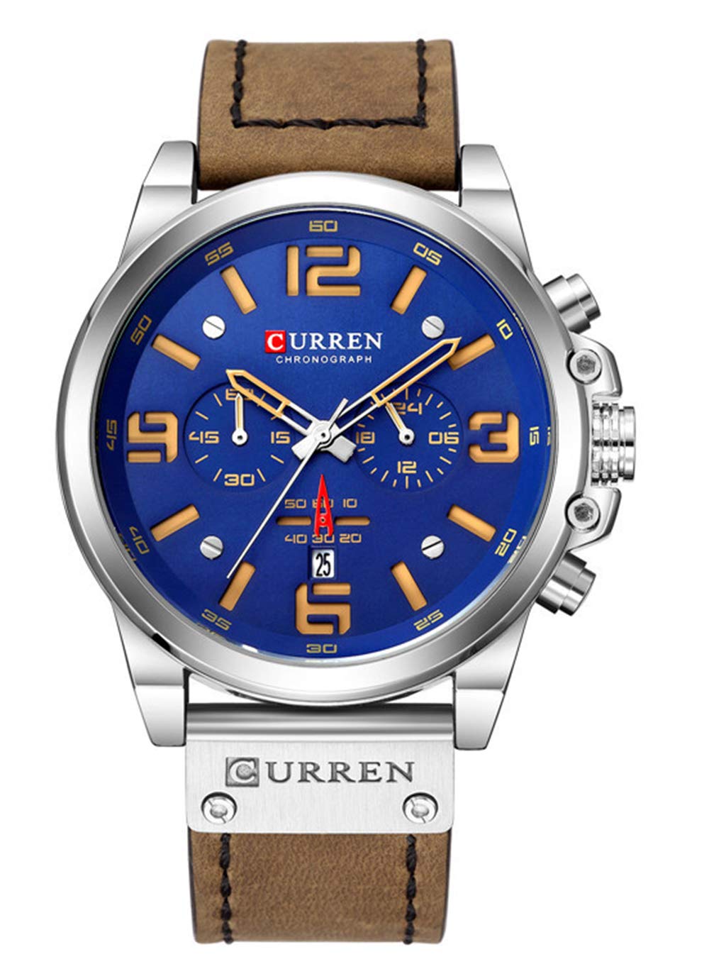 MASTOP Men's Military Chronograph Watch - Waterproof Leather Strap Quartz Watch with Date Display - Perfect for Outdoor Activities, Sports & Casual Wear