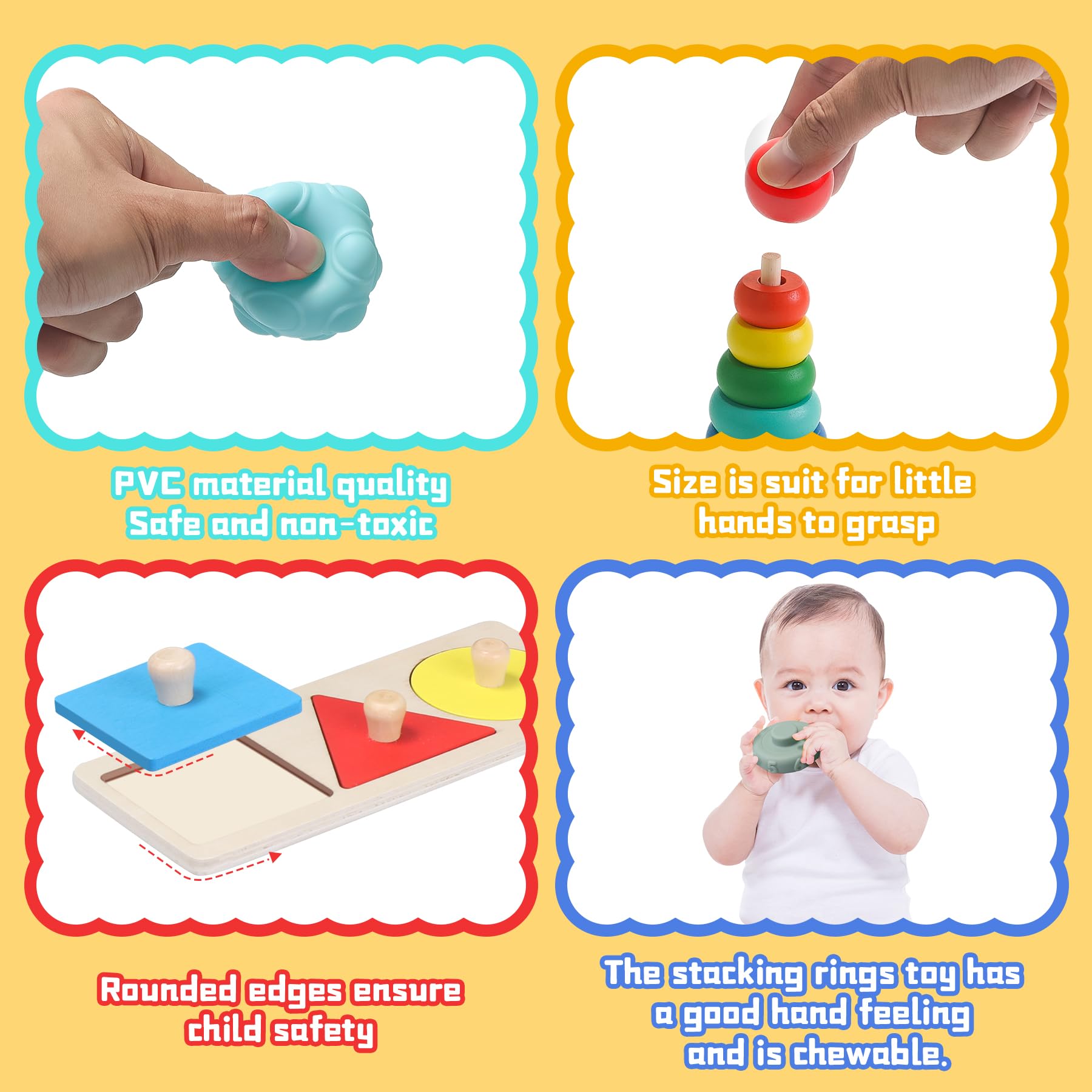Montessori Wooden Sensory Toys for Babies 6-18 Months - 8 in 1 Educational Learning Set with Tissue Box Toy, Rainmaker & More - Perfect for Early Development, Daycare, and Home Play
