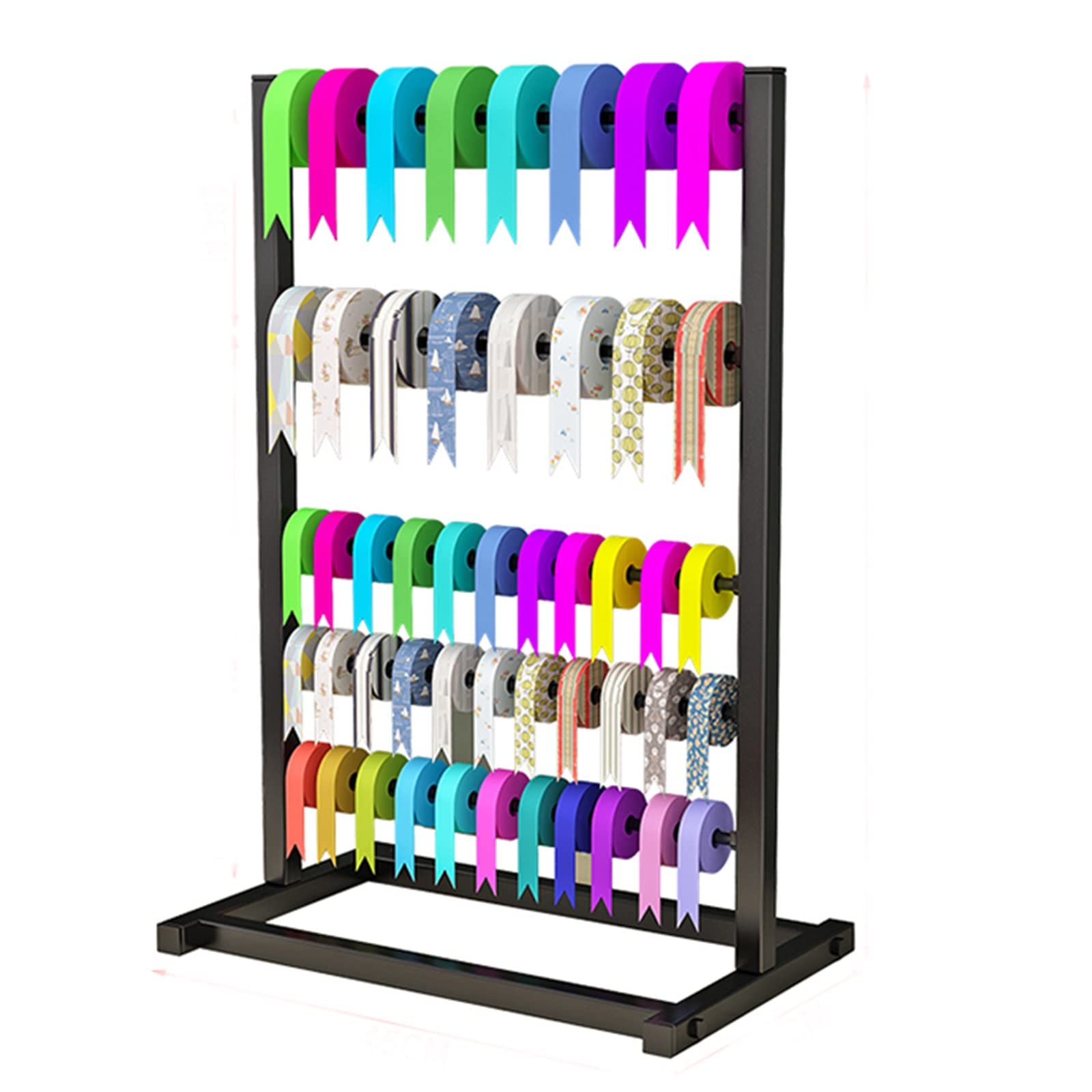 4-Tier Metal Ribbon Holder Organizer - Large Capacity Ribbon Storage Rack for Crafts, Cake Decorating & Flower Arranging - Perfect for Craft Rooms, Cake Shops & Flower Stores (Black)
