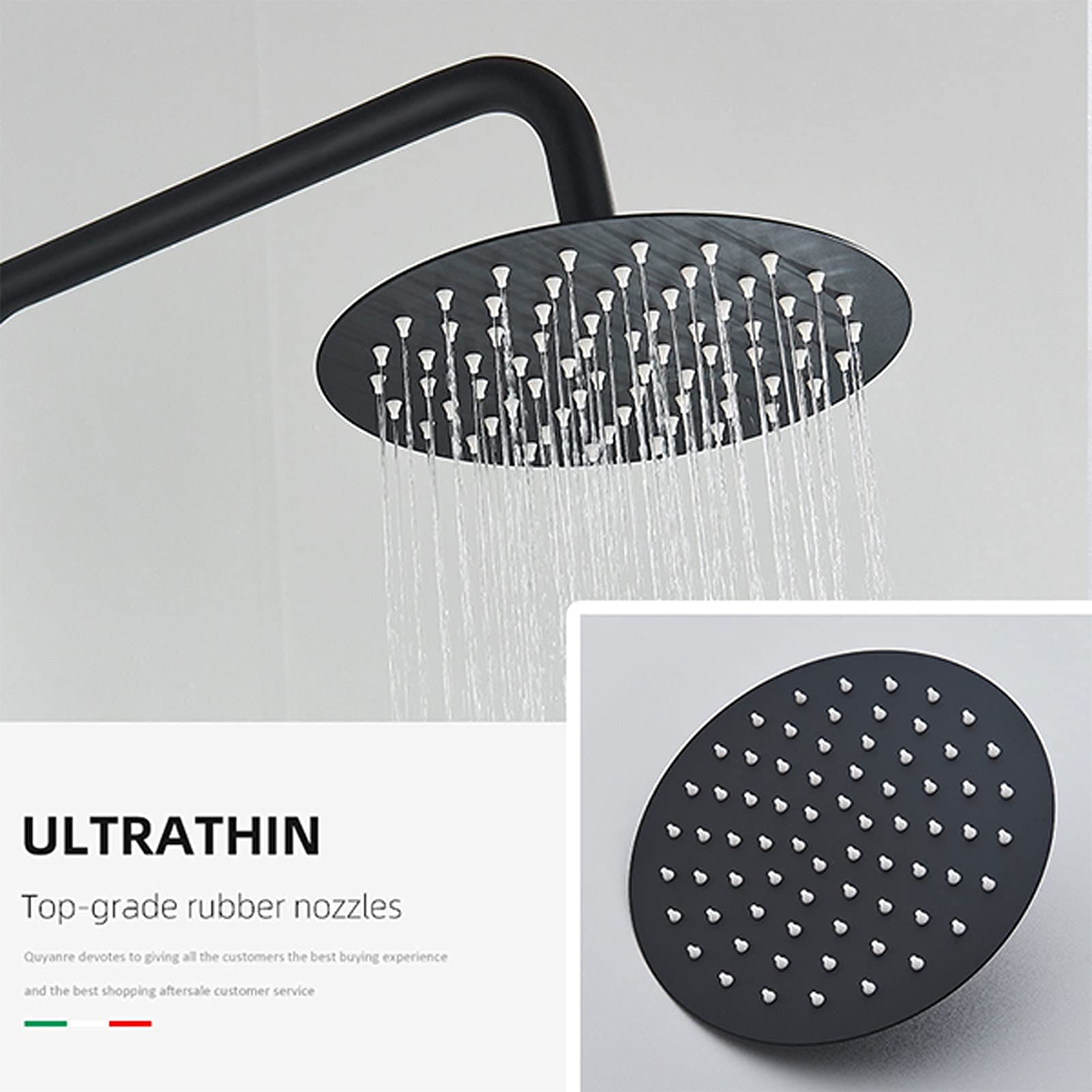 Matte Black Thermostatic Shower Faucet Set with Rainfall Shower Head & Handheld Sprayer - Stainless Steel Tub Mixer Tap System for Bathroom & Spa Experience