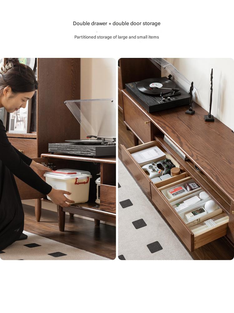 Stylish Oak Solid Wood Modern TV Stand - Nordic Design for Living Room & Entertainment Center | Perfect for 55-75 Inch TVs