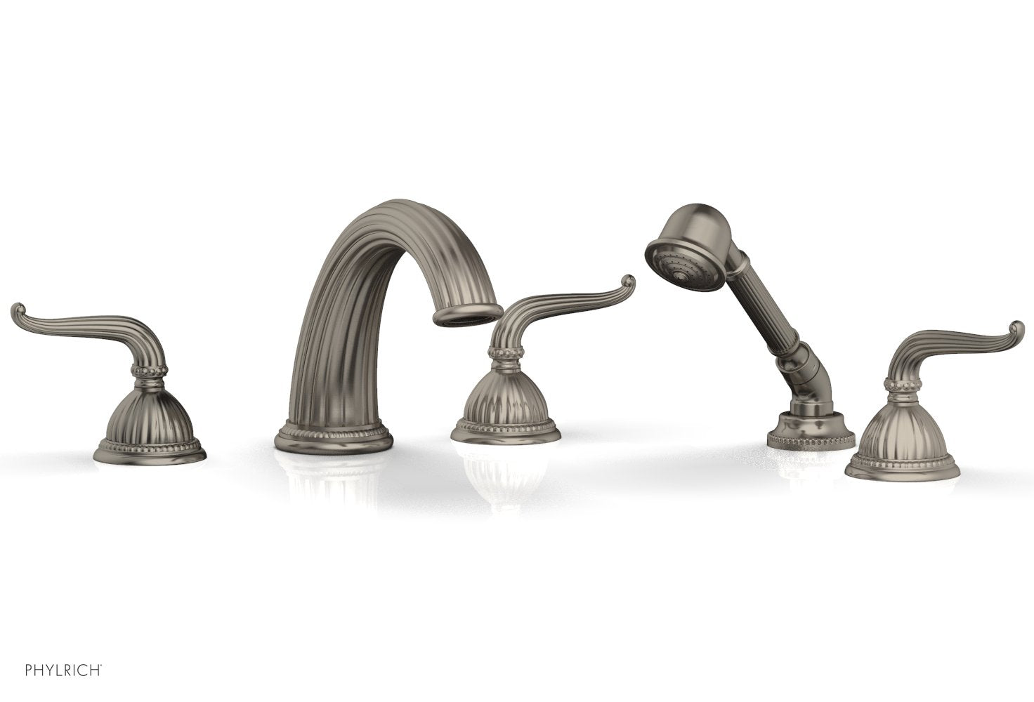 GEORGIAN & BARCELONA Deck Mounted Bathtub Faucet Set with Hand Shower and Lever Handles K2141P1 - Perfect for Modern Bathroom Renovations and Spa-Like Showower Experience