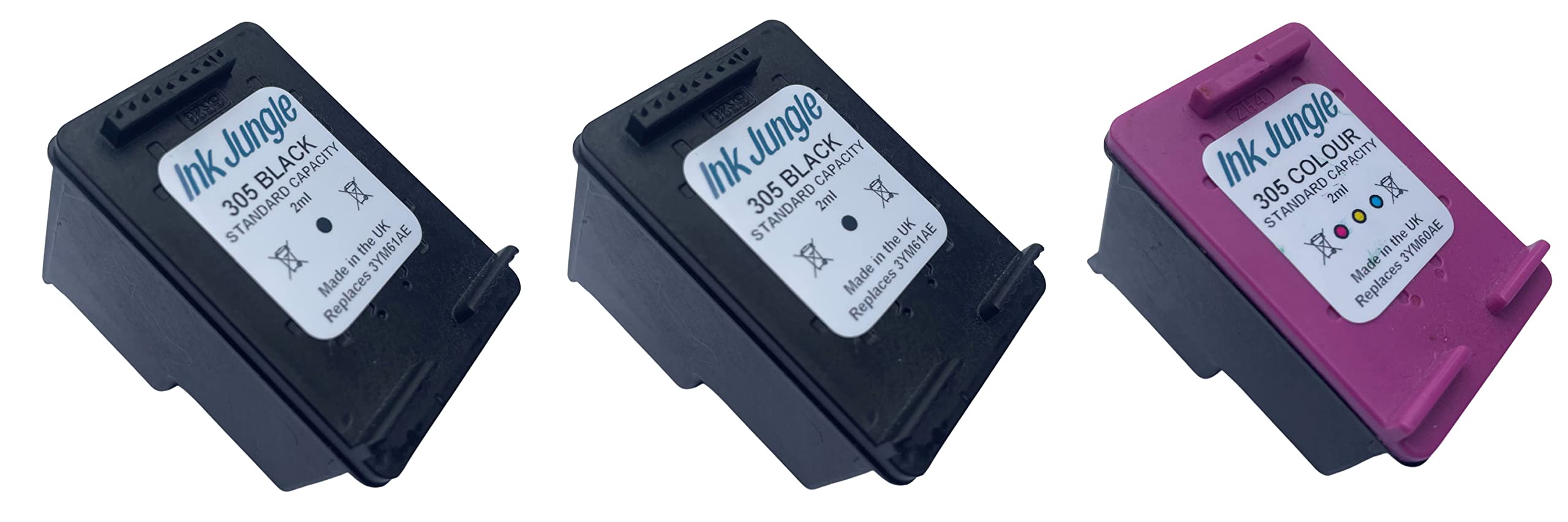 HP 305 Ink Cartridge Combo Pack - 2 Black & 1 Color for DeskJet Printers | Home & Office Use